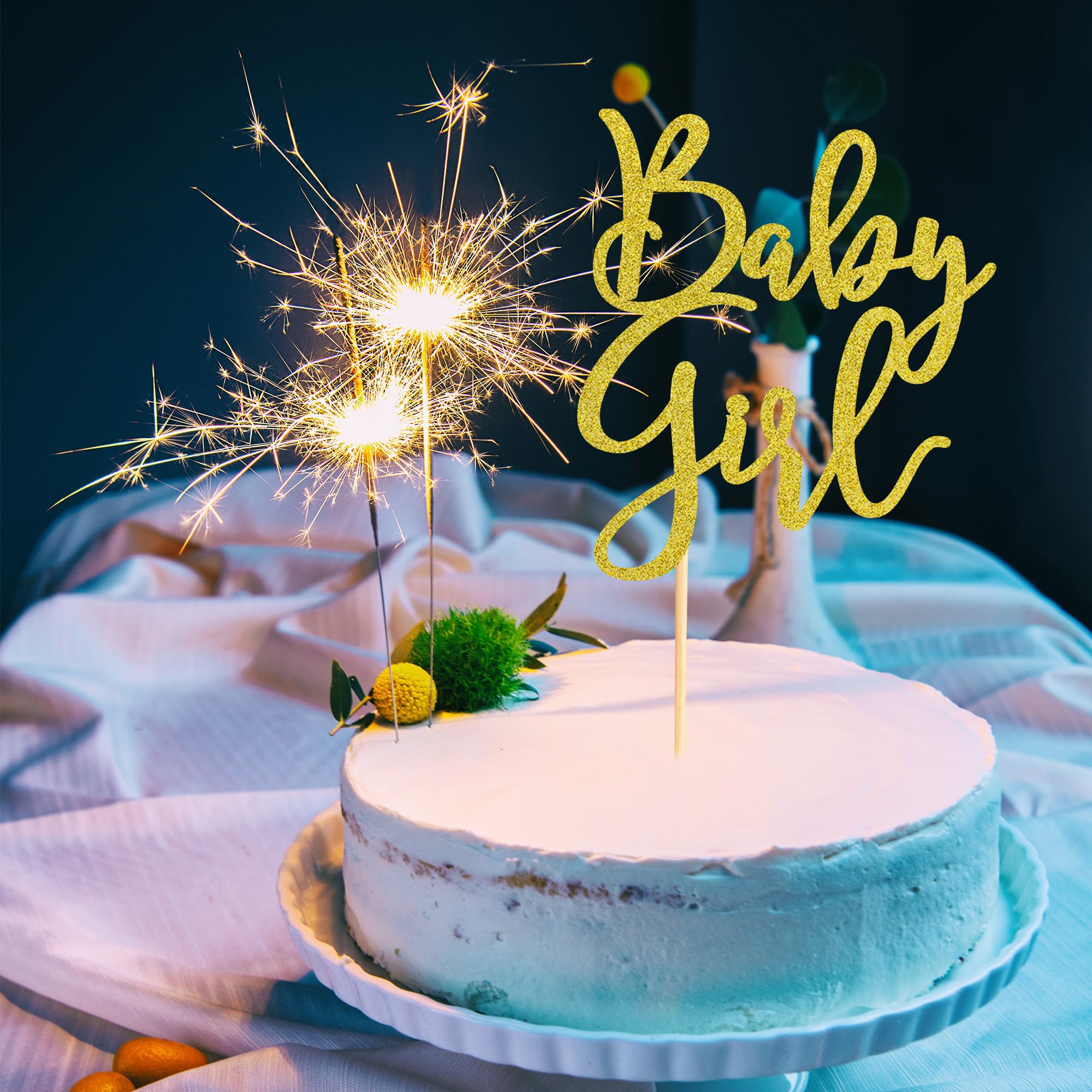 Arthsdite Baby Girl Cake Topper for Baby Shower or Newborn Cake Picks Gender Reveal Party Decorations- Gold Glitter - Image 4