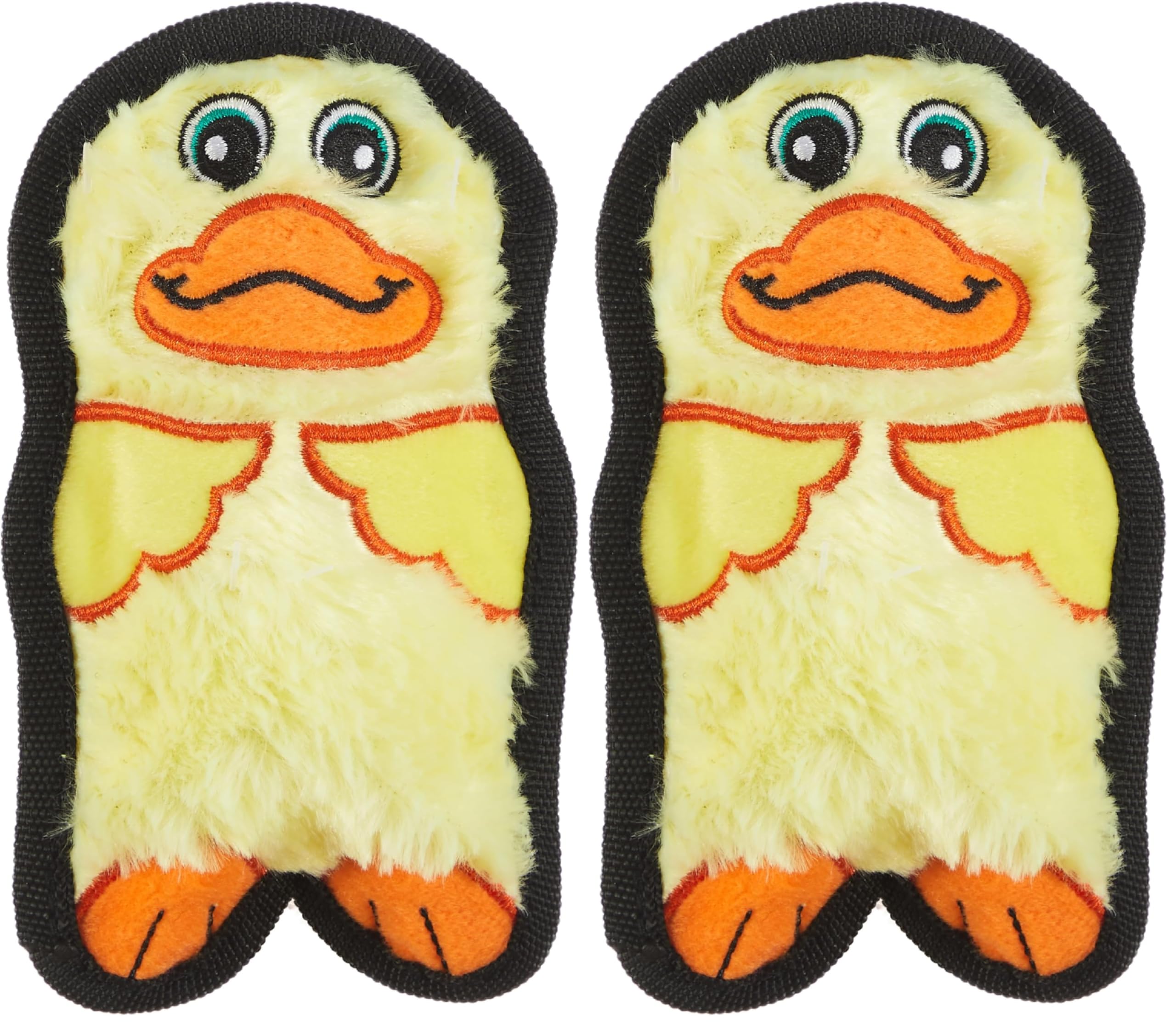 outward hound durablez minis stuffing-free squeaky interactive dog toy, tough plush, duck, yellow, xs (pack of 2)