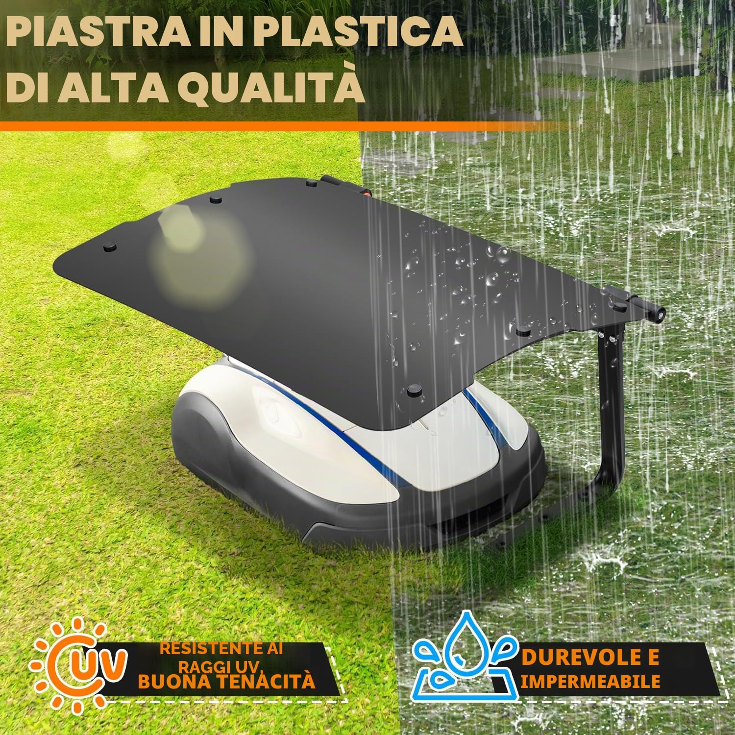 Daromigo Robot tosaerba, garage coperto robot tosaerba, resistente alle intemperie, 73x57x40 cm, metallo e plastica