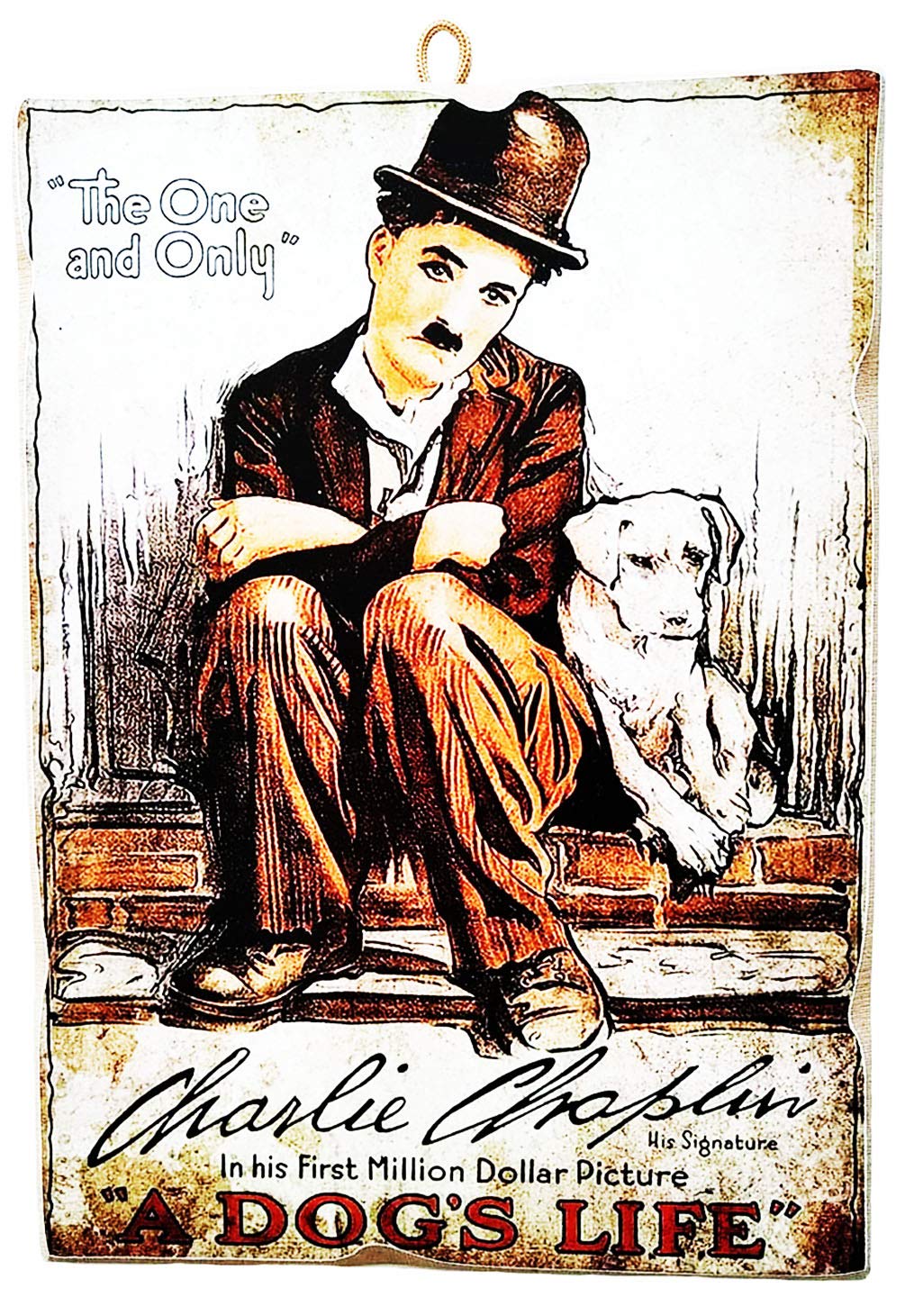 KUSTOM ART Vintage Charlie Chaplin Collectible Picture Print on Wood