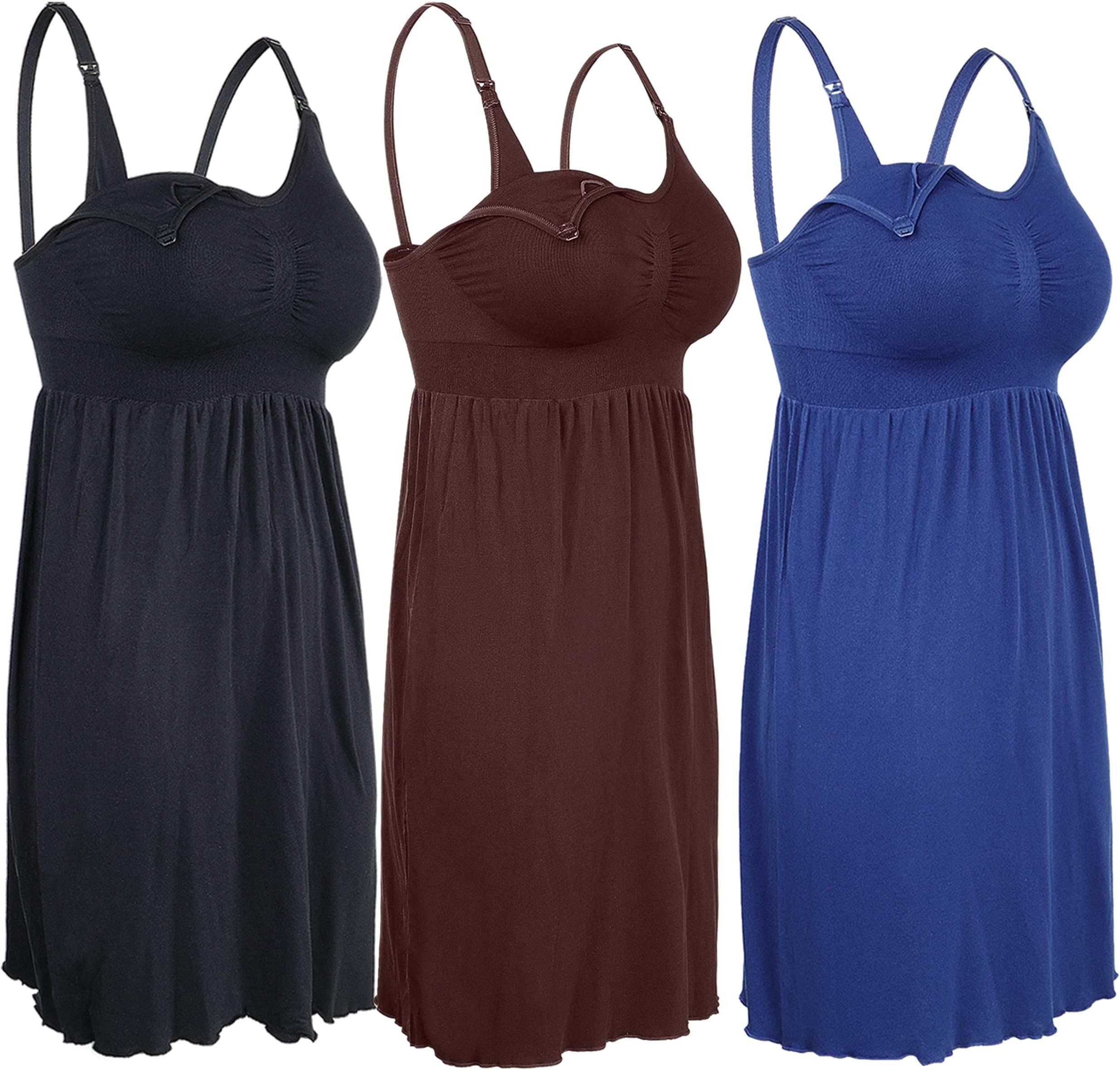 iloveSIA 3PCS Women's Maternity Breastfeeding Dress Nursing Nightgown