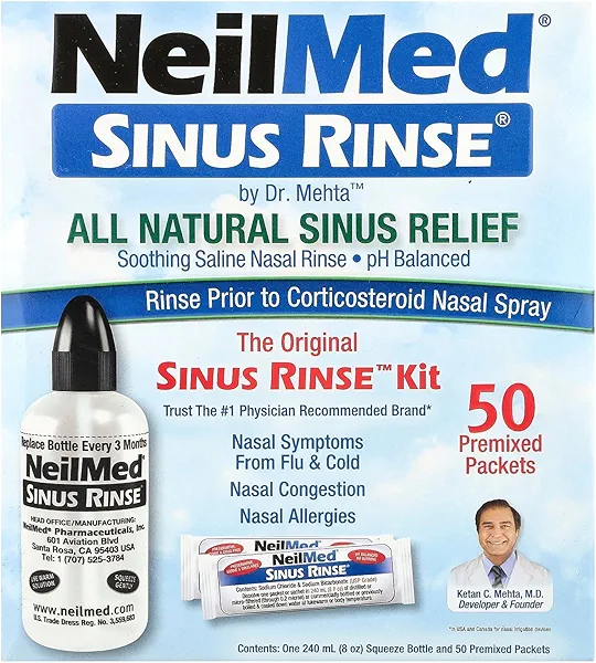 NeilMed Sinus Rinse - A Complete Sinus Nasal Rinse Kit, 50 count (Pack of 1) Count may vary