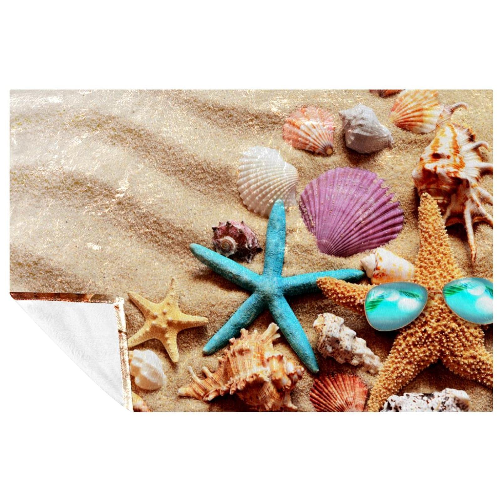 Couverture d'été douce motifs étoiles de mer 150x100 cm pour canapé