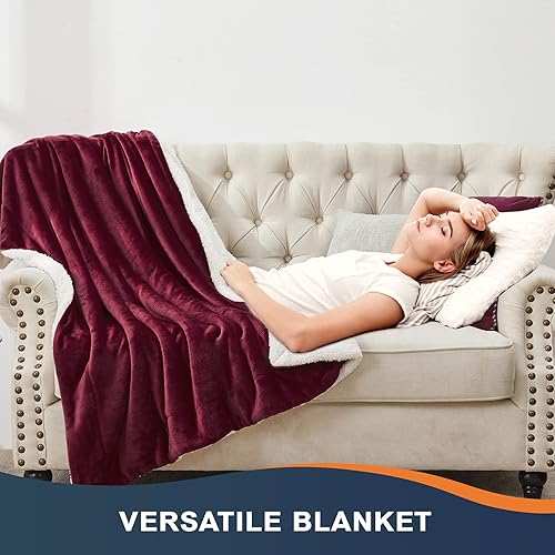 Miniatura 5 de Walensee Sherpa - Manta de forro polar de felpa, muy suave, reversible, manta de franela de microfibra para sofá, cama, sofá ultra lujoso, cálido y