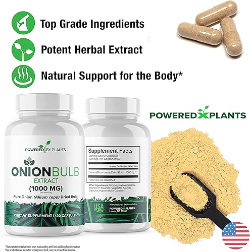 Miniatura 4 de Extracto de bulbo de cebolla 1000 mg puro de cebolla totalmente natural (Allium Cepa) Bulbo seco - 120 cápsulas