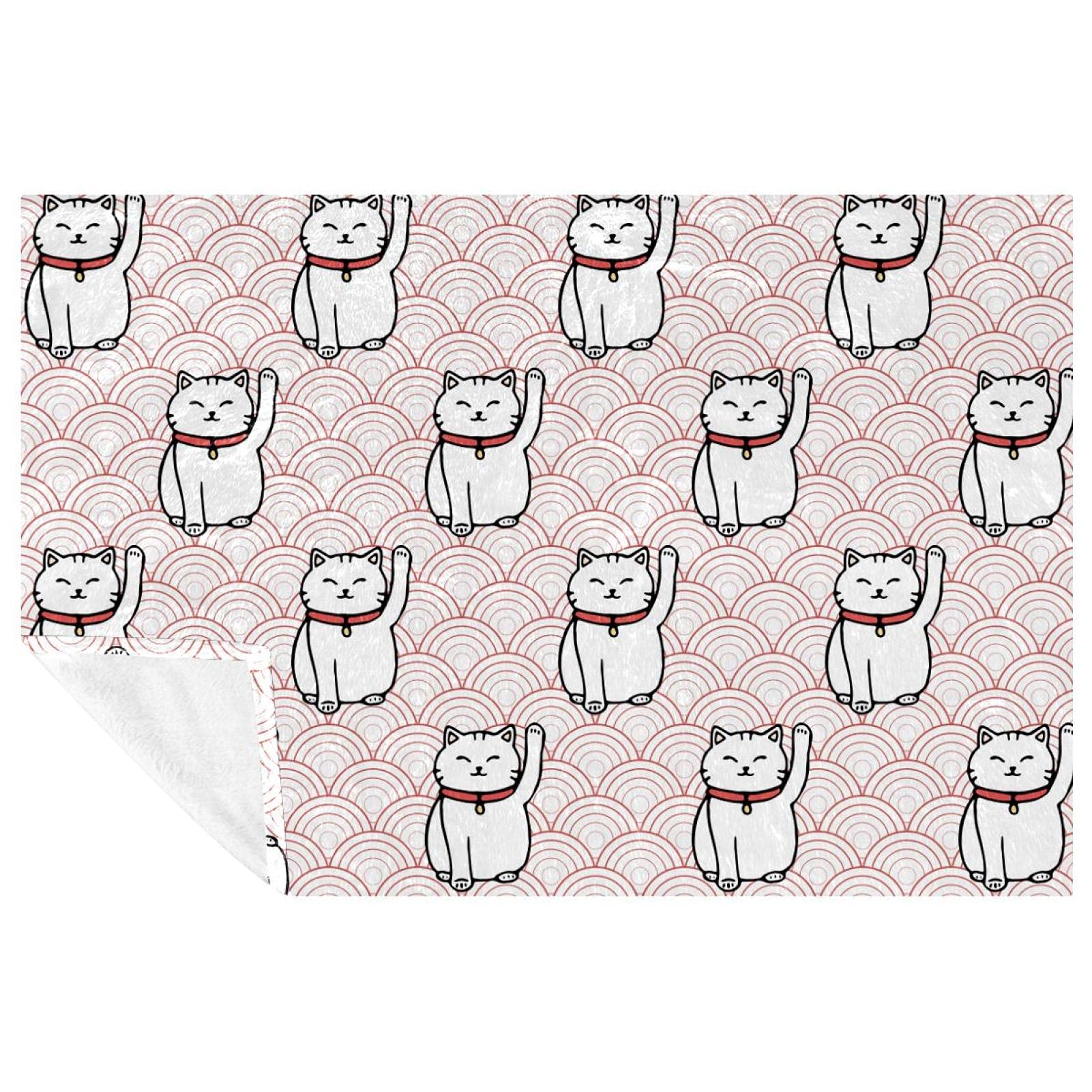 Couverture chat porte-bonheur chaude et douce plaid rose 150x100 cm