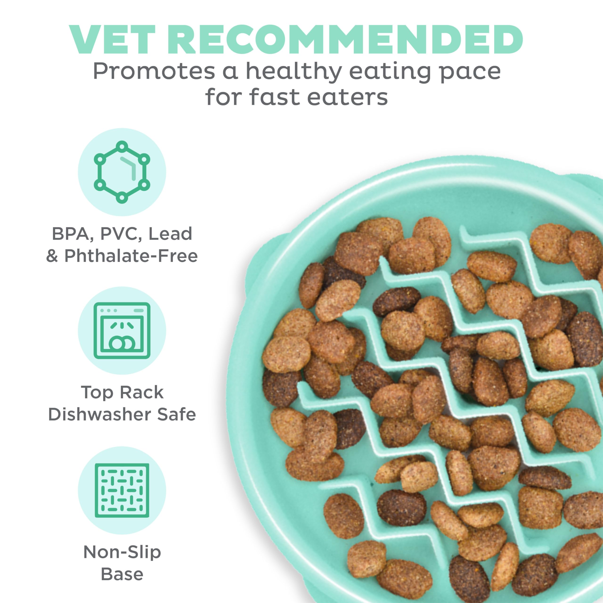 Outward Hound Fun Feeder Slo-Bowl - Ciotola anti-ingozzamento per cani - piccola - menta, 14,61 x 14,61 x 2,54 cm