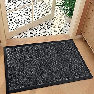 Indoor Door Mat, 29"x17" Water Absorbent Resist Dirt Entrance Mat, Heavy Duty Rubber Non-Slip Low Profile Inside Floor Mat for Patio, Back Door, Welcome, Inside