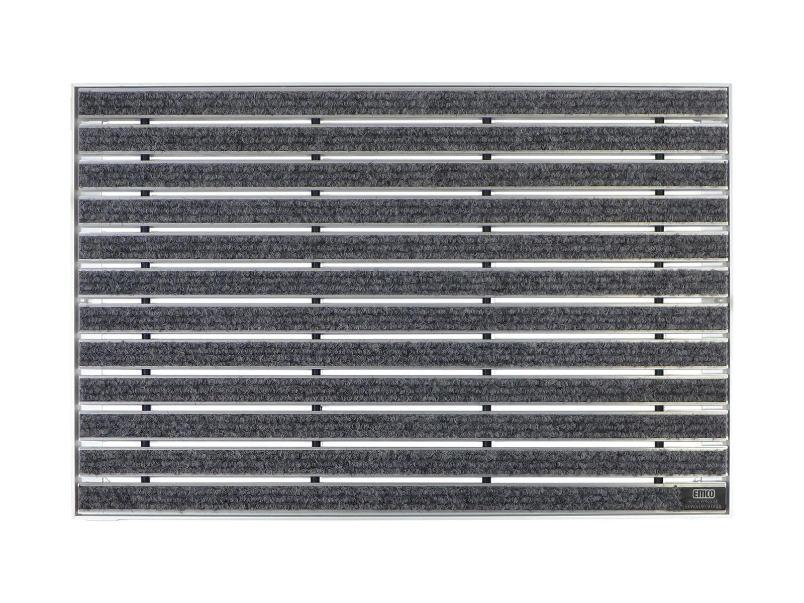 EMCO Eingangsmatte DIPLOMAT Rips hellgrau 12mm + ALU Rahmen Fußmatte Schmutzfangmatte Fußabtreter Antirutschmatte, Größe:90x60cm