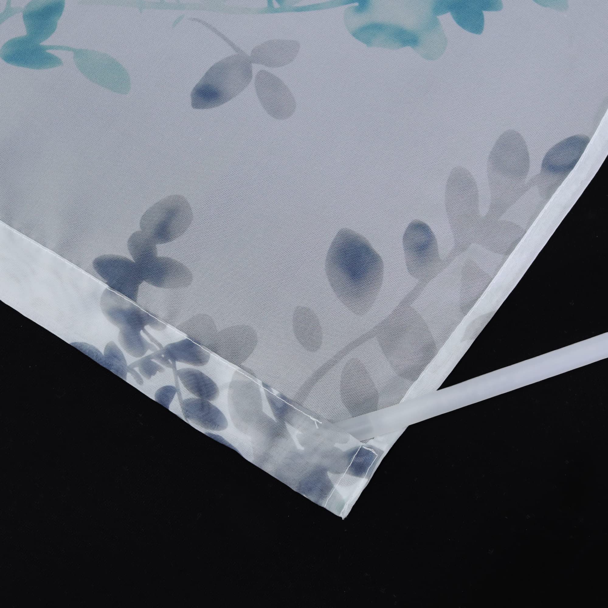 ESLIR Schiebegardinen Voile Flächenvorhänge Set 2er Gardinen mit Klettband Schiebevorhang Transparent Vorhang mit Blätter Muster Grün BxH 57x245cm 2 Stück
