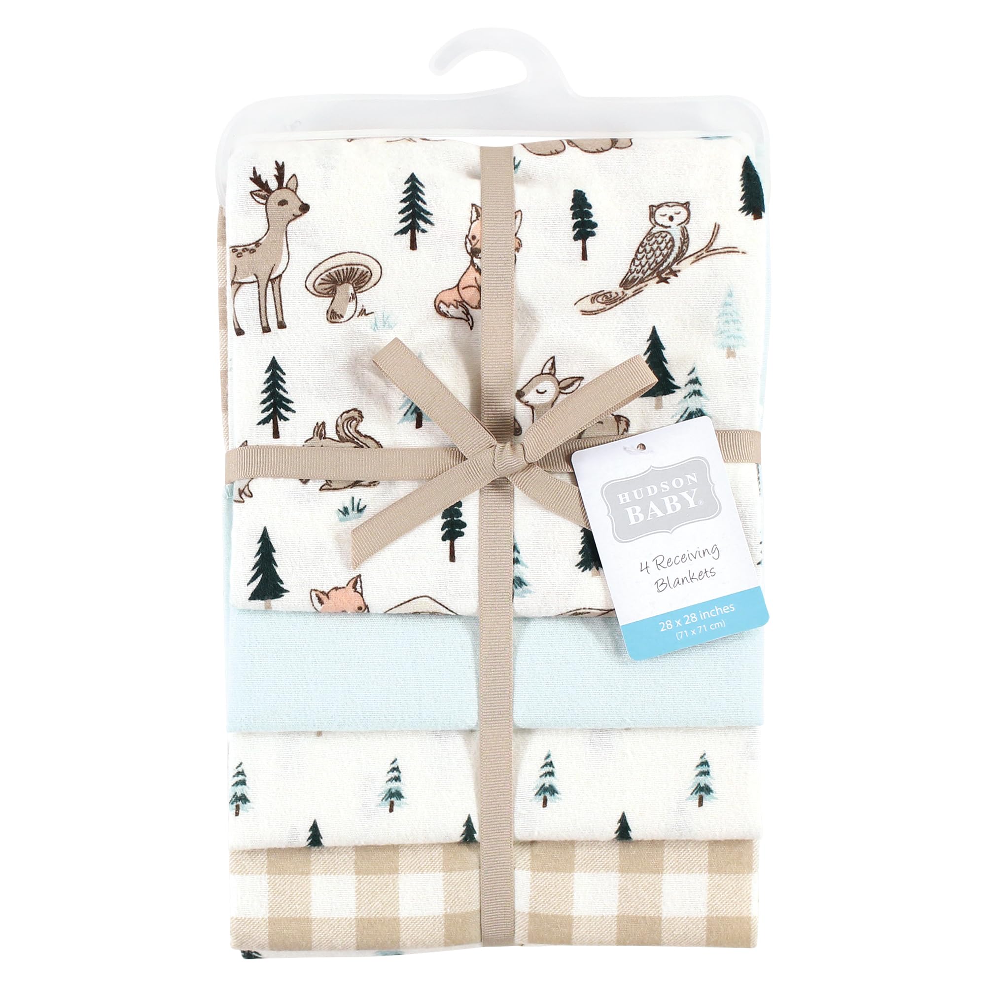 Hudson Baby Unisex Baby Cotton Flannel Receiving Blankets, Boy Woodland Pals, One Size