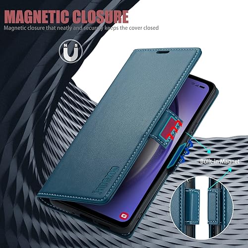 Miniatura 10 de Funda tipo cartera para Samsung Galaxy A54 5G con tarjetero, bloqueo RFID, función atril, funda magnética de cuero con tapa - 6.4 pulgadas (negro de