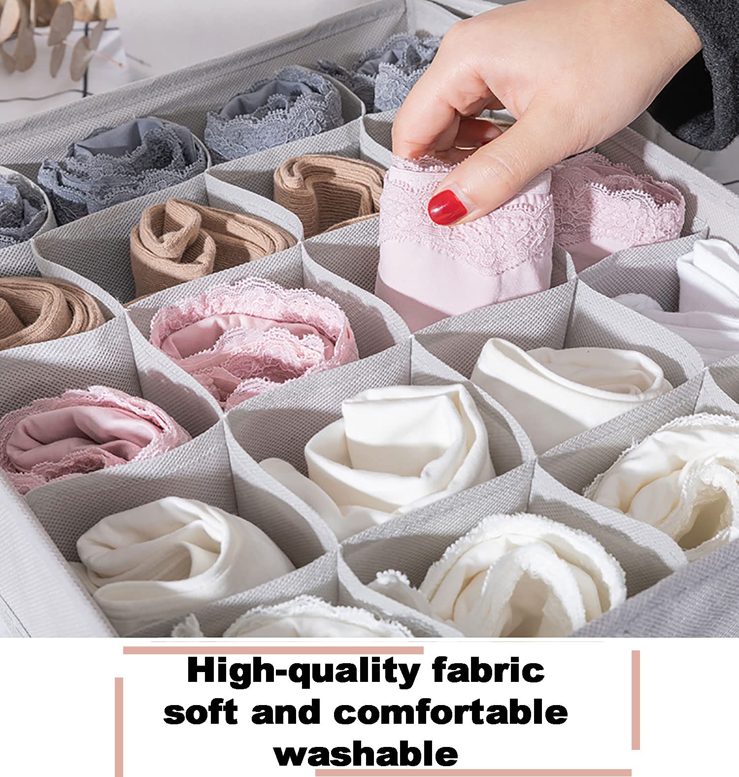 Ensemble de 3 pièces Chaussettes Organisateur de sous-vêtements Organisateur de tiroir de sous-vêtements pour Femmes Garde-Robe Haute capacité Lavable Portable Pliable Garde-Robe Organisateu