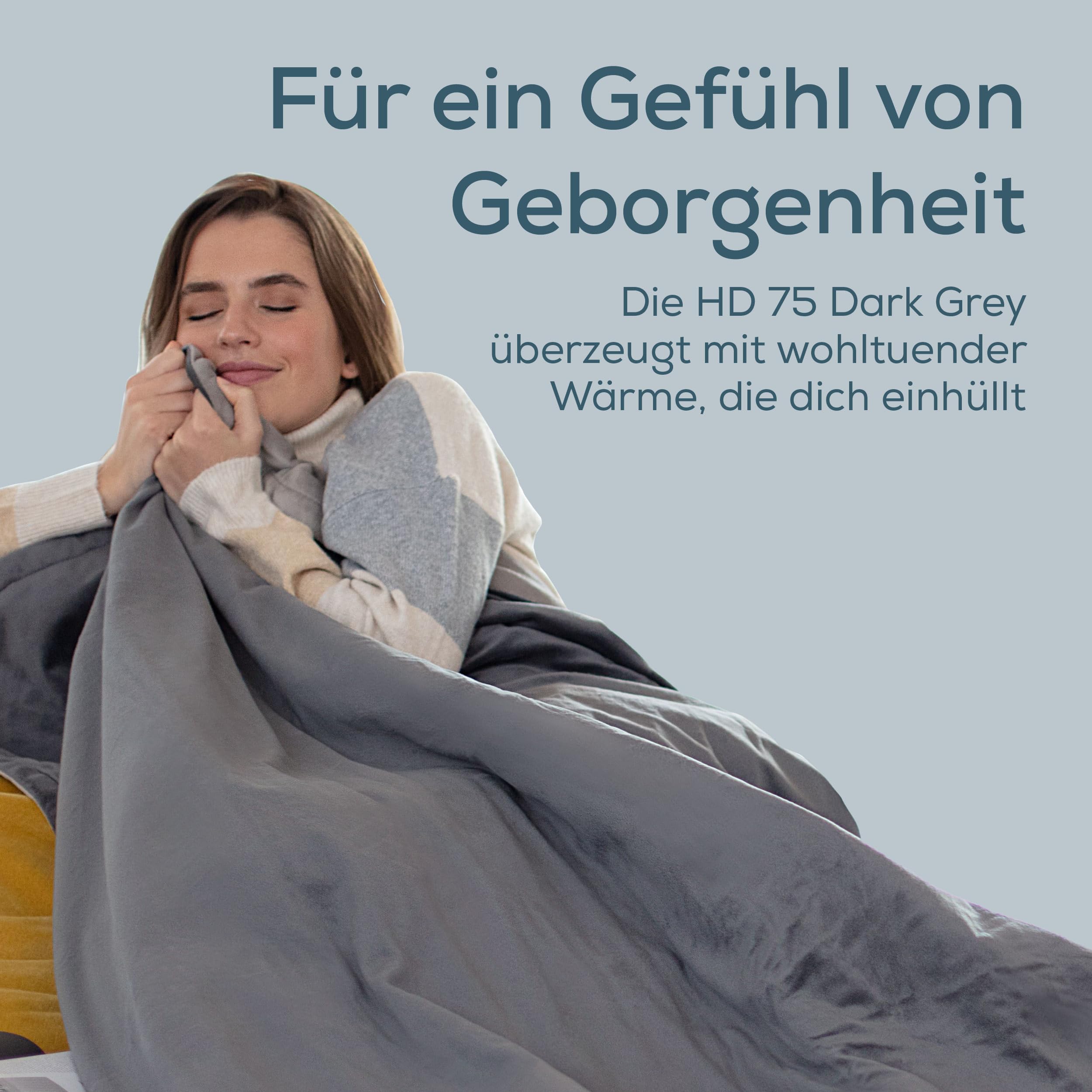 Beurer HD 75 Heizdecke 180 x 130 cm, 6 Temperaturstufen, maschinenwaschbar, Abschaltautomatik, dunkelgrau