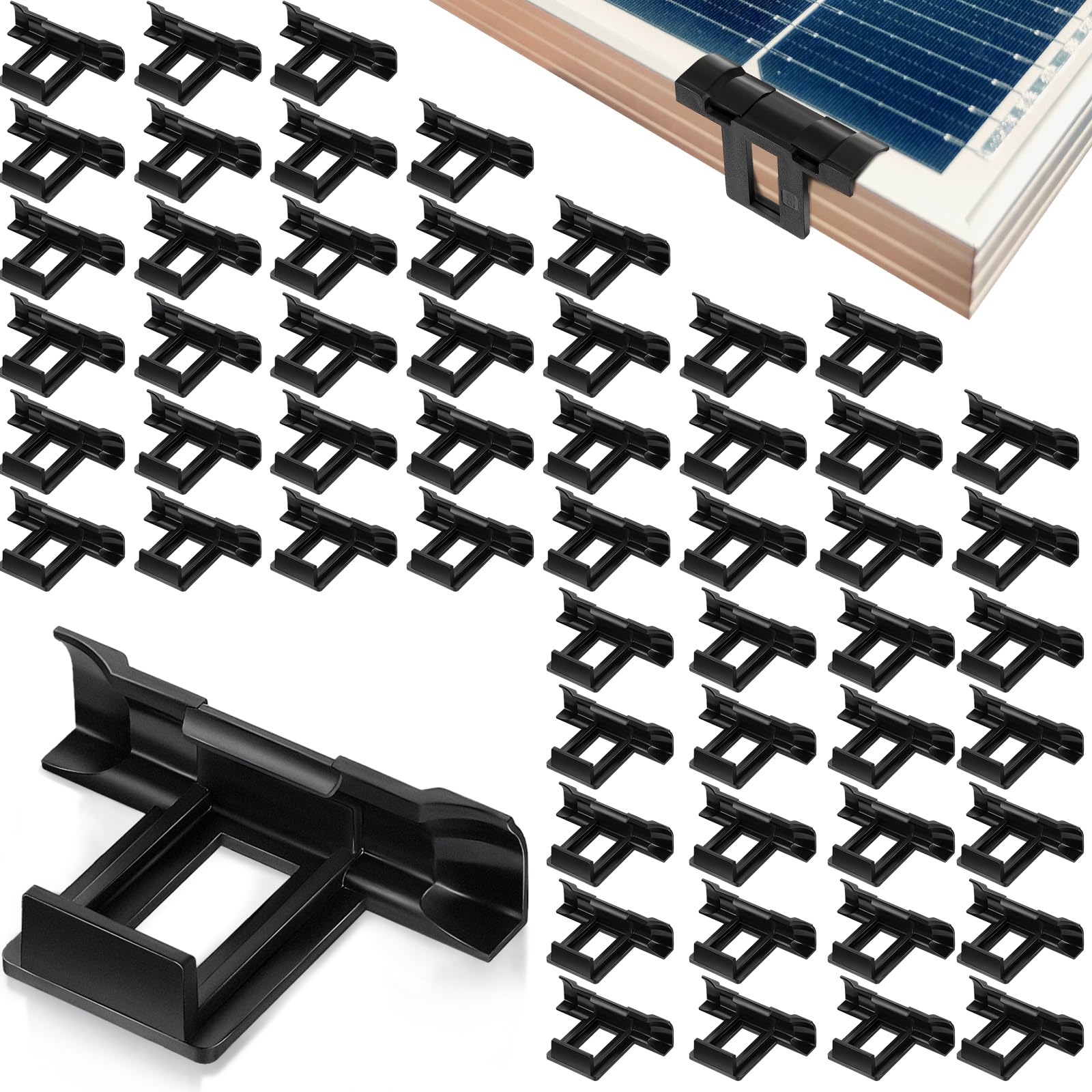 200 Clips de Drenaje de Agua para Paneles Solares Clips de Drenaje de Agua Clip de Extracción de Lodo Clip de Limpieza de Módulo Fotovoltaico para Drenaje de Agua, Negro (30 mm)