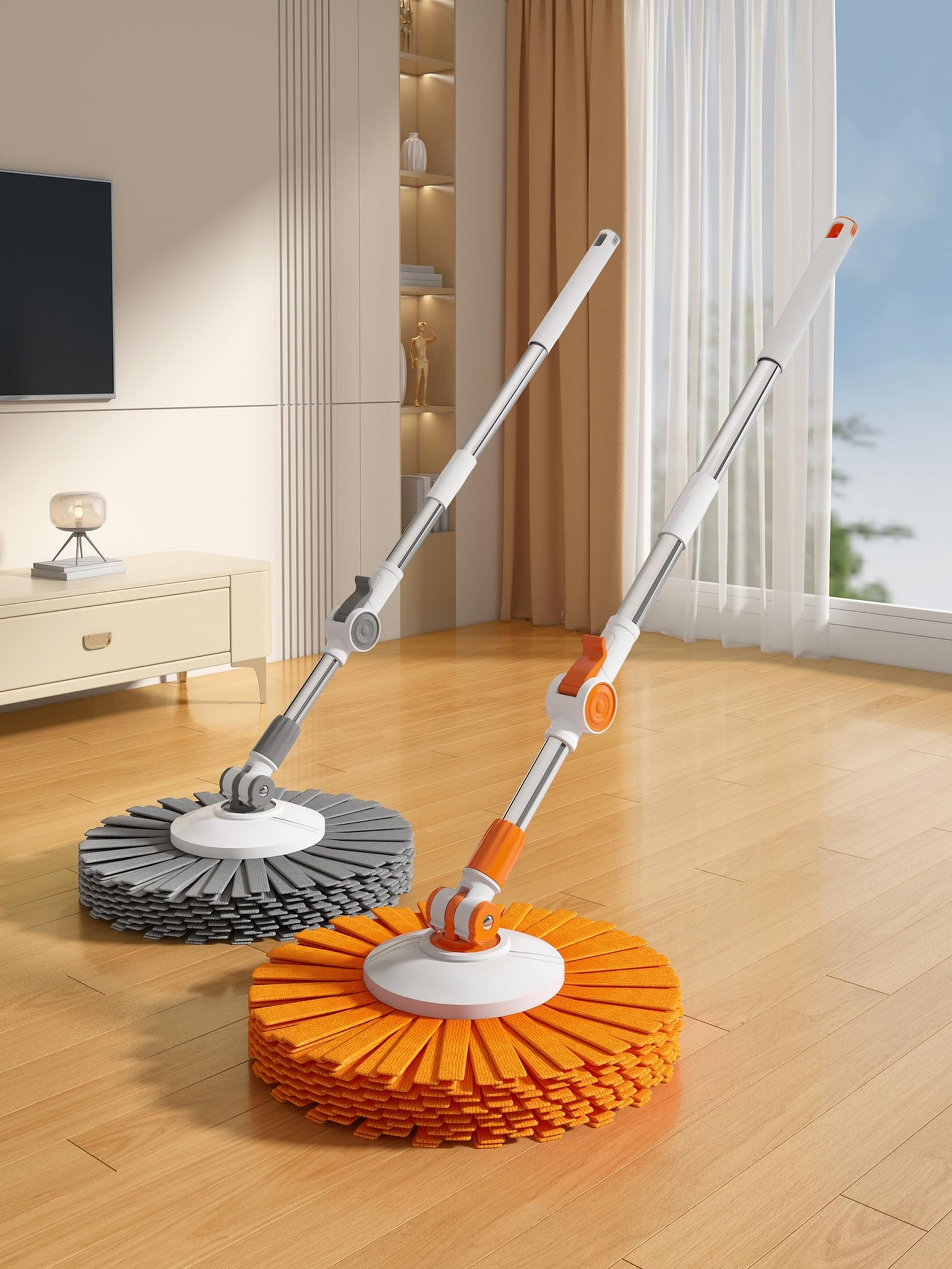 Dual-Drive-Spin-Mopp- und Eimer-Set – Freihändiger All-in-One-Wasch- und Schleuder-Trockenmopp, müheloses selbstreinigendes Bodenreinigungssystem mit Twin-Drive-Technologie,A