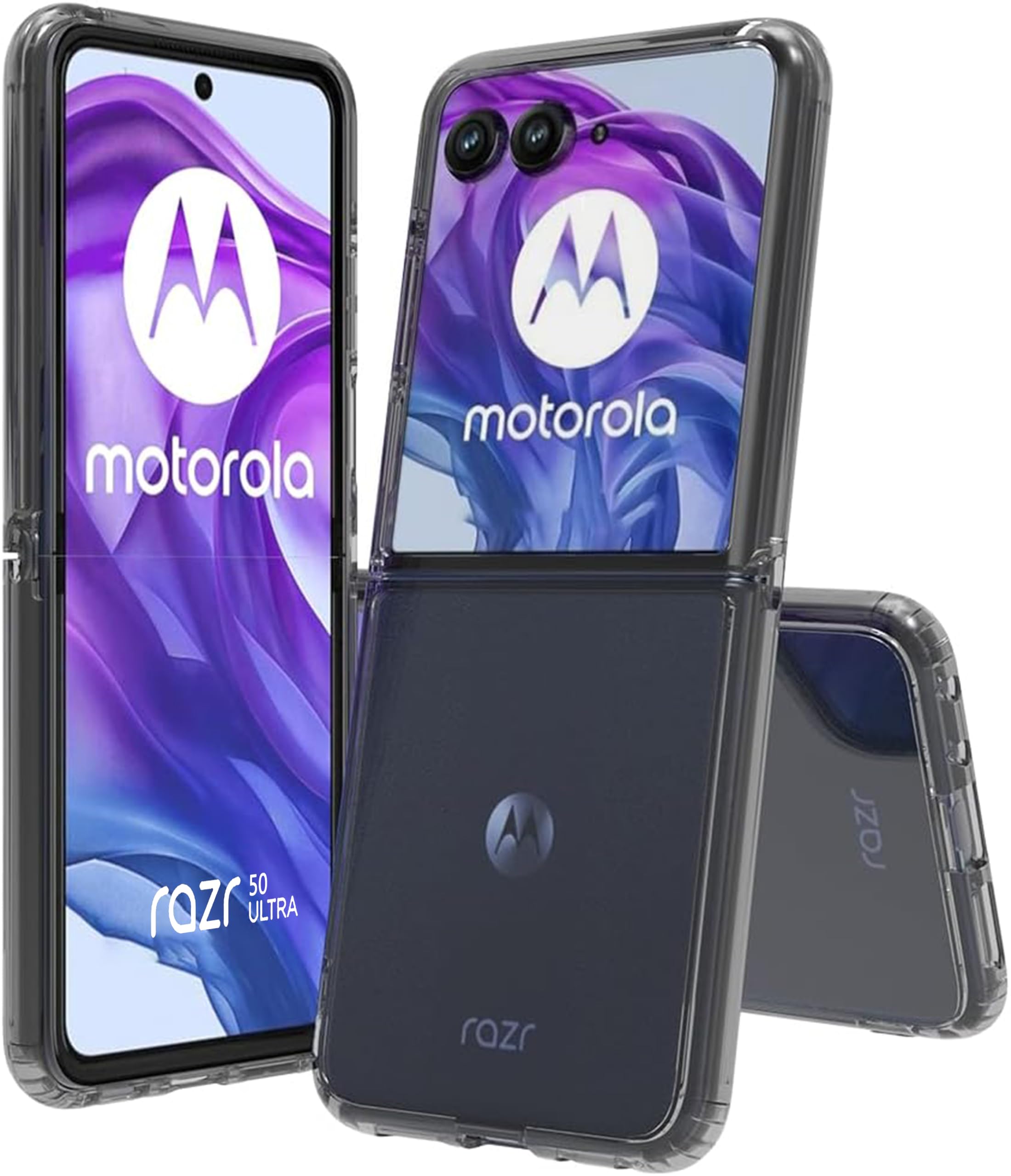 SOUTEM Coque Pour Motorola Razr 50 Ultra Avec Protection D'écran Avant Et Béquille Annulaire Et Protection De Charnière Magnétique, Antichoc Fine En PC Rigide Housse Pour Motorola Razr 2024(Rose