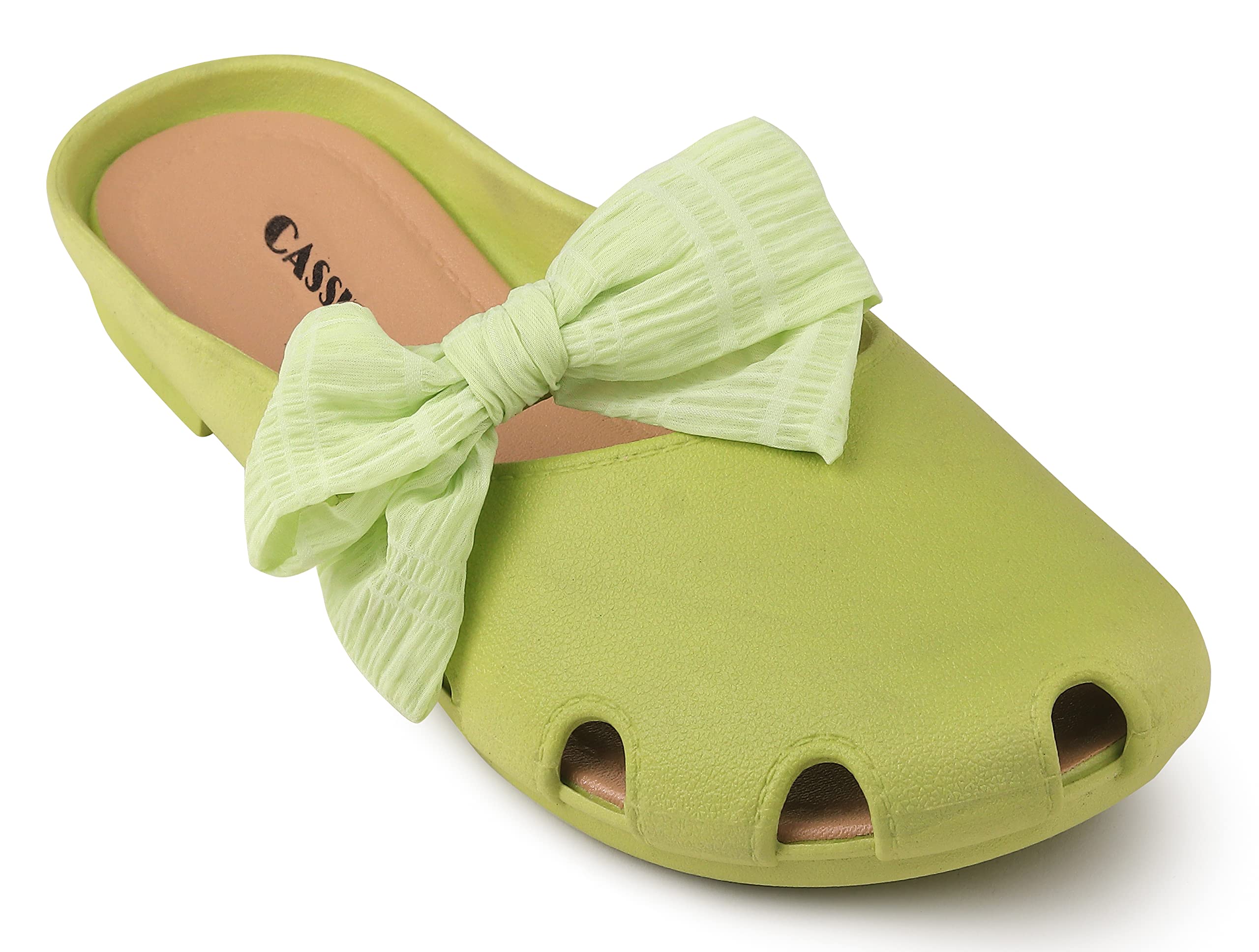 CASSIEY Fashion Slippers For Women slipper Bow design Slip on Flat Sandals (Green, 5) (B0C6J36KRD) Amazon Price History, Amazon Price Tracker