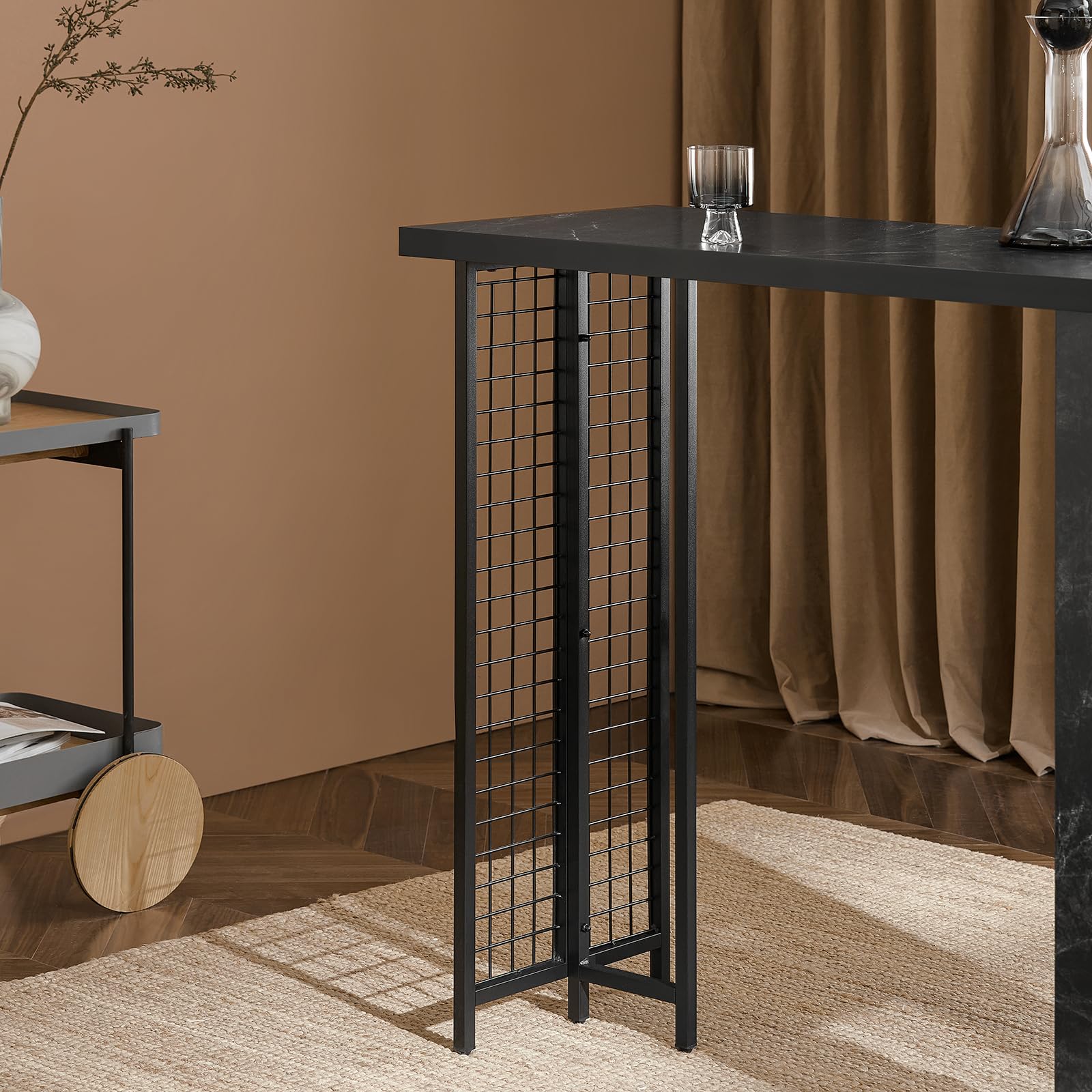 SoBuy Tavolo alto bar Tavolo da pranzo Tavolo da balcone Penisola cucina Nero 120x50x105cm FWT100-SCH
