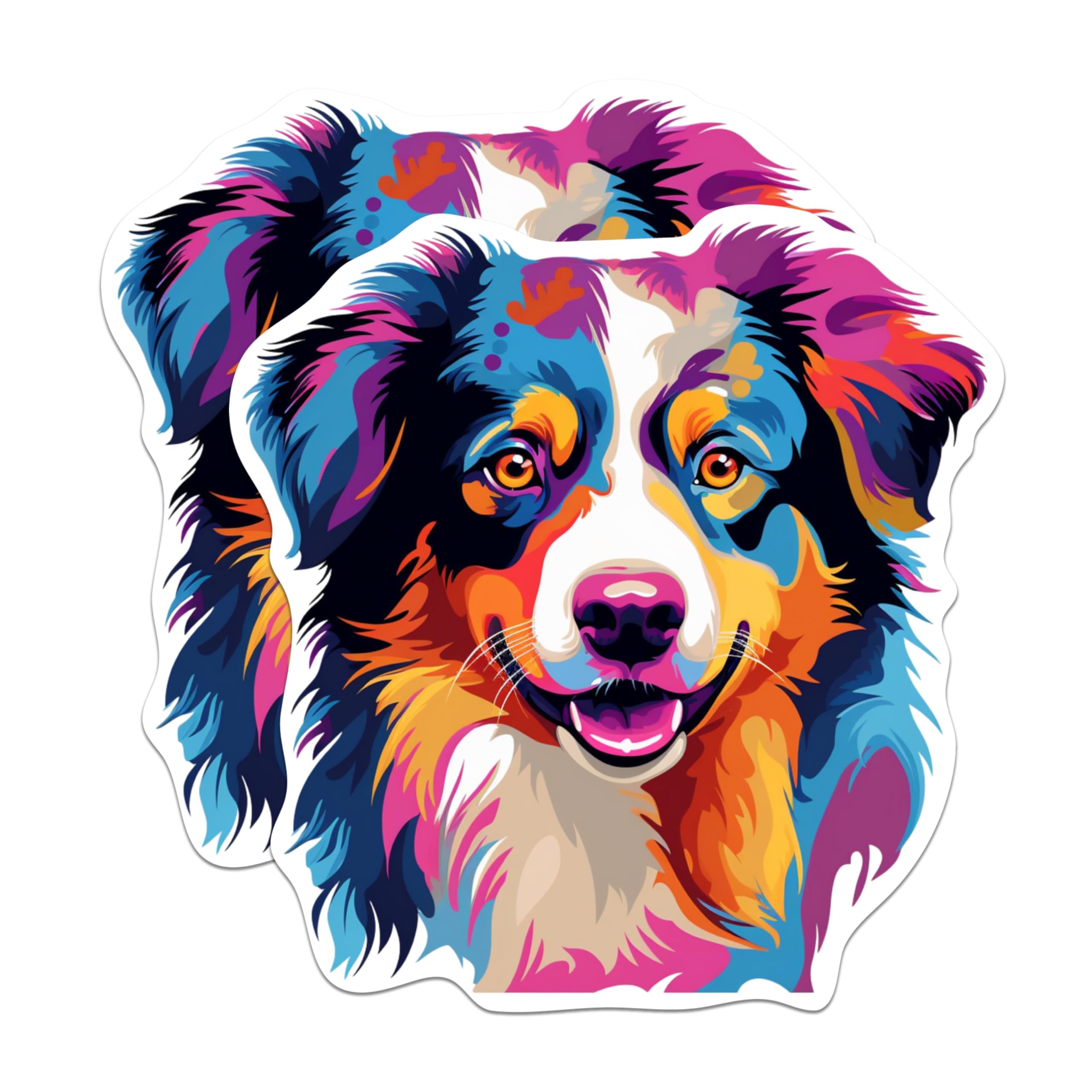 (2 Pack) Australian Shepherd Dog Breed Stickers - 5 Inches On Longest Side - Choose from Over 100 Dog Breeds - for Cars, Trucks, Skateboards, Laptops - Made in USA - BMCS1761