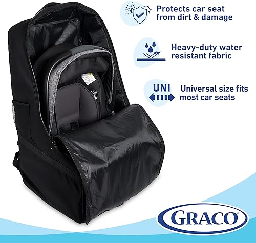 Miniatura 5 de Graco Bolsa de viaje acolchada para asiento de automóvil y mochila transportadora para bebés, mochila grande duradera para asientos de coche y