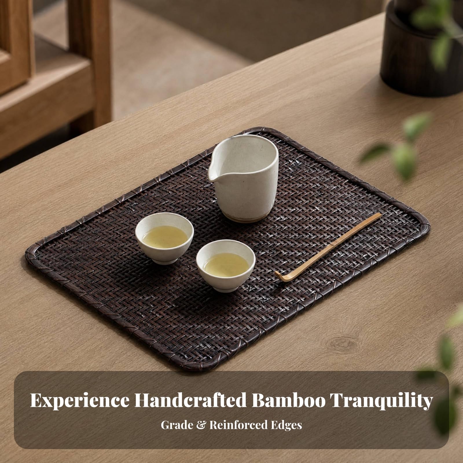 Thé en Compact | Faible épaisseur, Tapis Thé Tressé à la Main, Lavable, Tapis Service Tissu Xiangyunsha, Style A