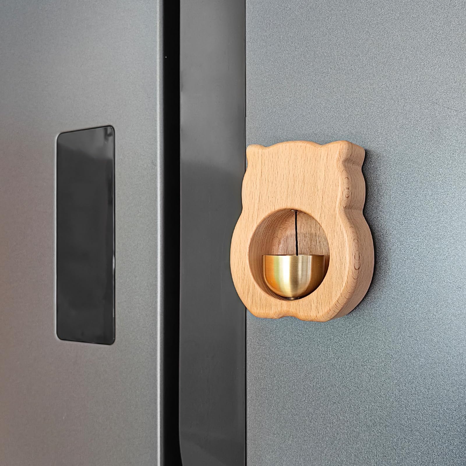 Campanello Magnetico In Legno Di Faggio - Campanello Dopamina Per Porte, Frigoriferi, Design Minimalista - Foto 6