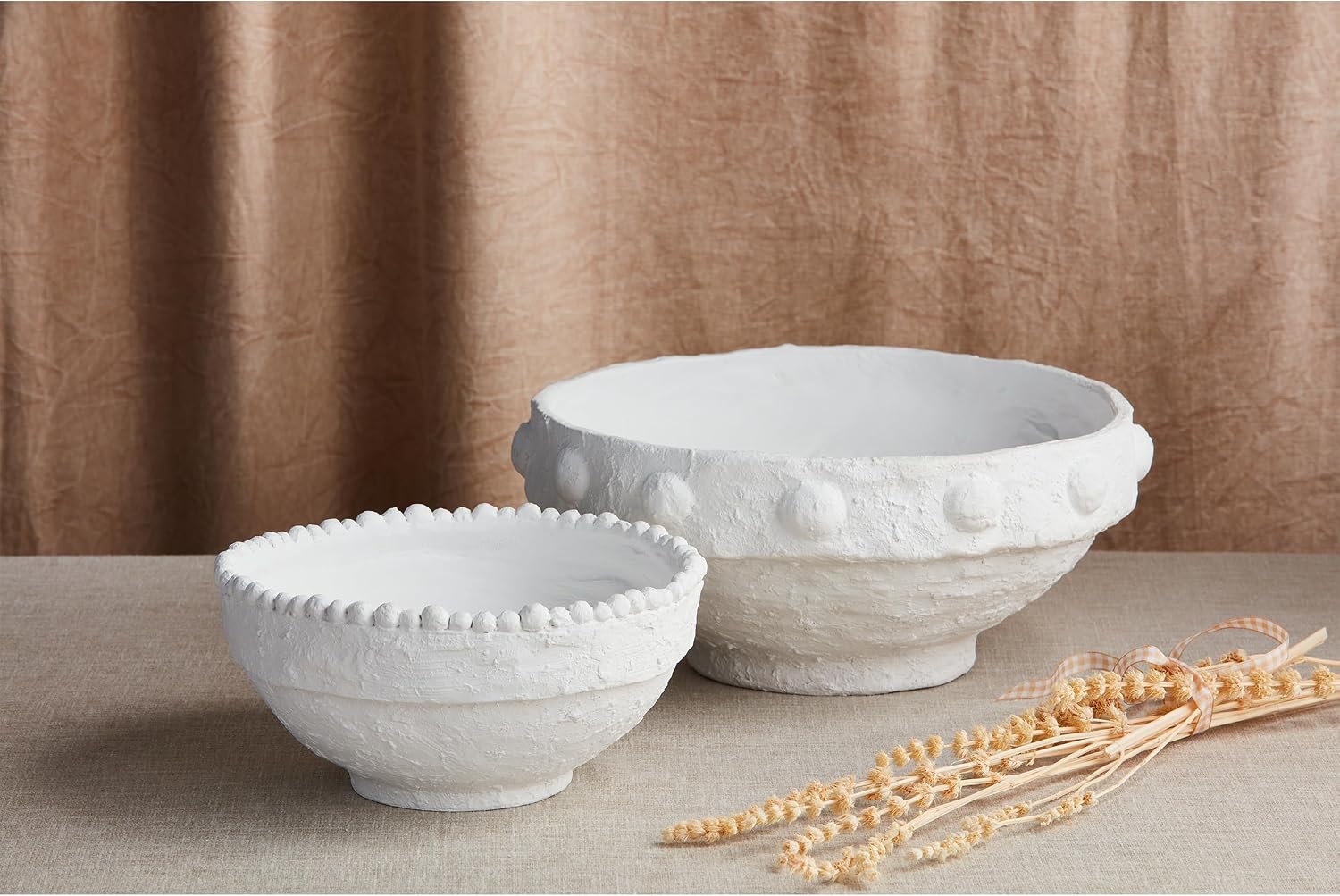 Mud Pie Dotted Paper Mache Bowl Set; small 4" x 9" dia | large 5 1/2" x 12" dia