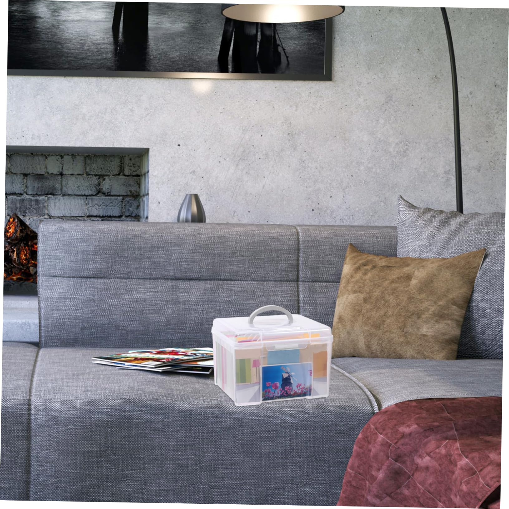 Scatola Archiviazione Con Scomparti Removibili Portatile Per Documenti e Foto Per Casa e Ufficio