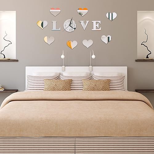 haodeni Calcomanías acrílicas para reloj de pared digital con diseño de corazón calcomanías combinadas autoadhesivas de cuarzo silencioso decoración disponible en Yaxa Guatemala