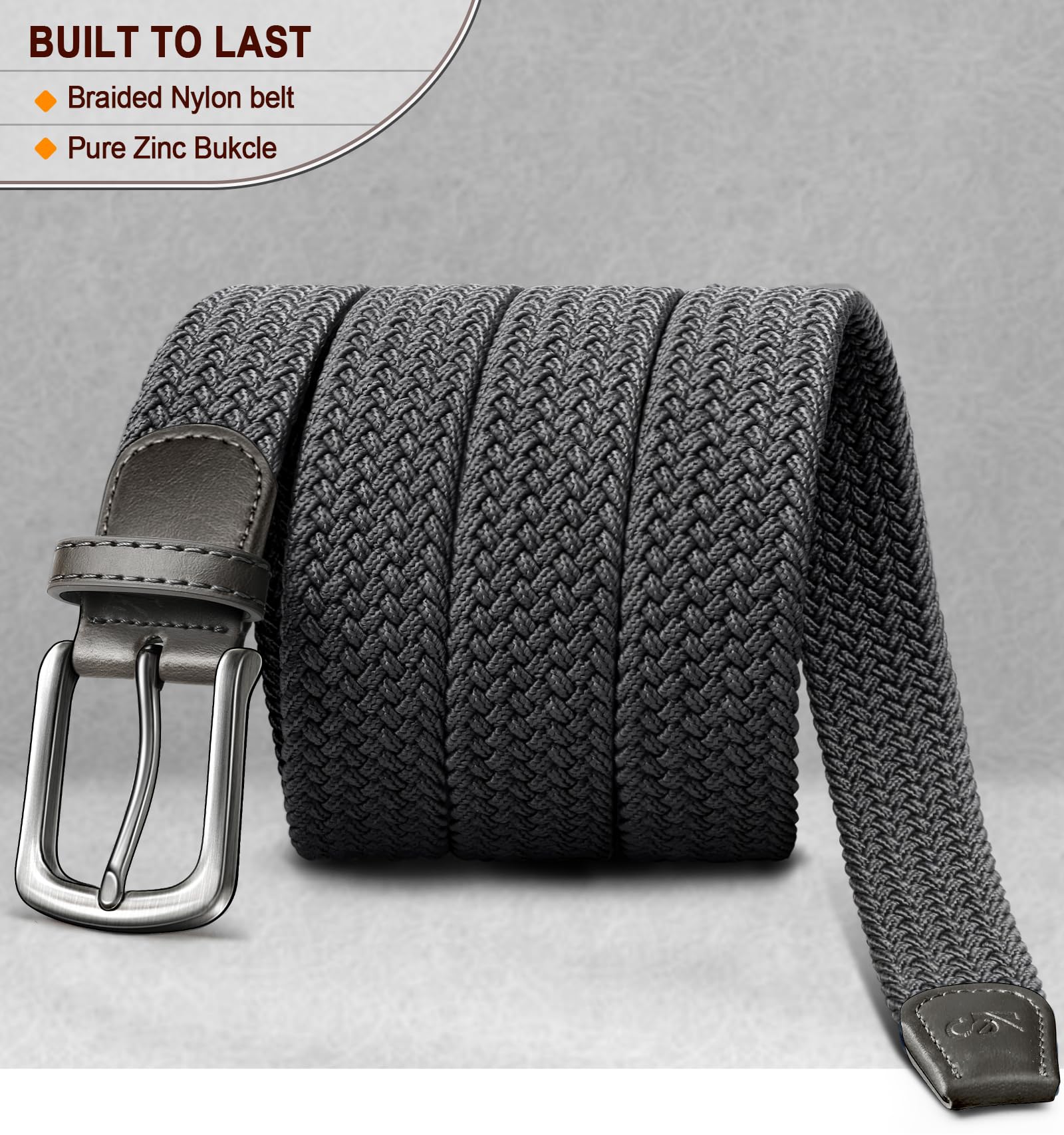 KEMISANT Men's Golf Belt 2 Pack-Braided Woven Stretch Belt for Gift Men Casual Jeans Sports Work 1 3/8"