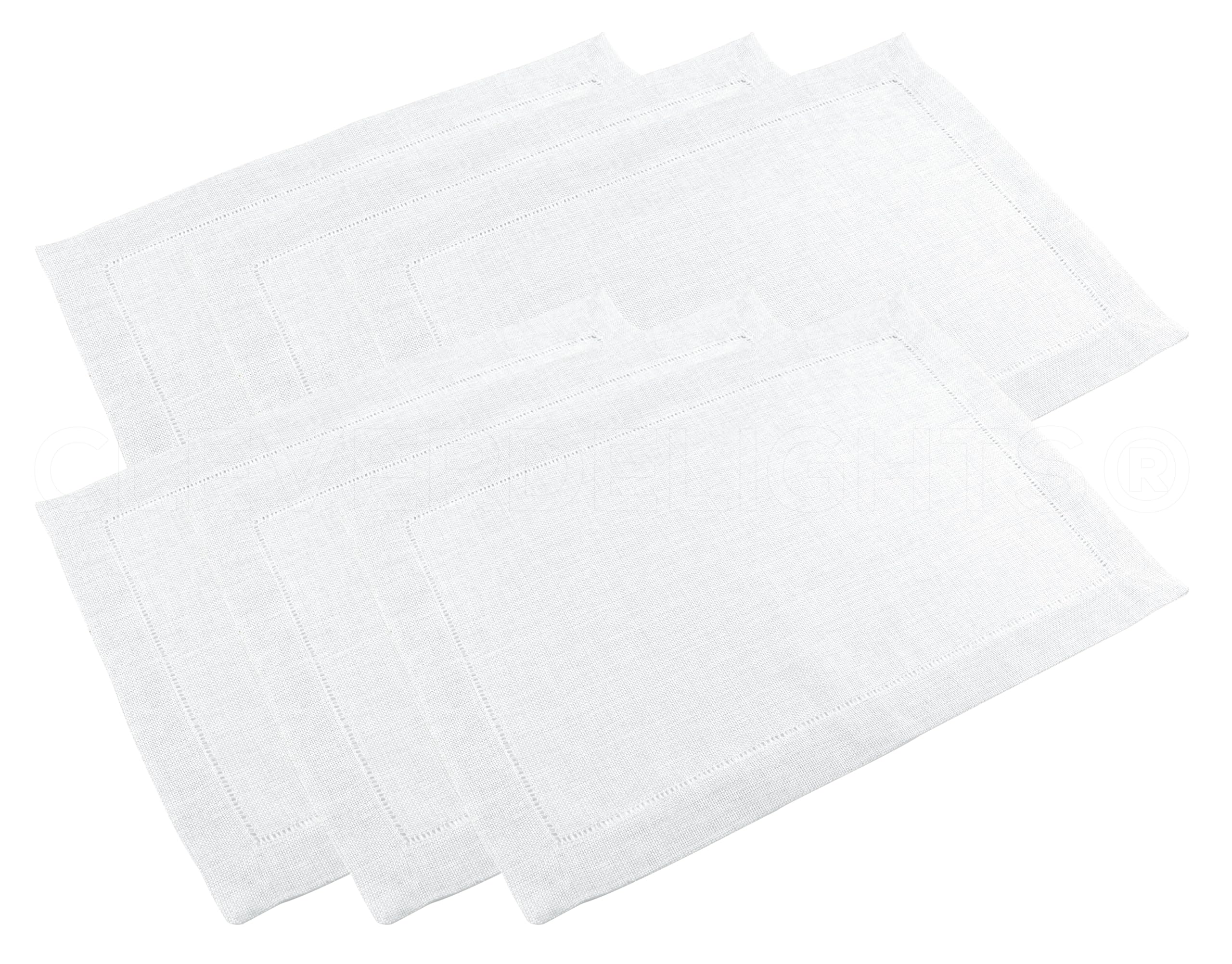CleverDelights 6 unidades de manteles individuales cosidos con dobladillo – 14 x 20 pulgadas – blanco – fácil cuidado y lavable