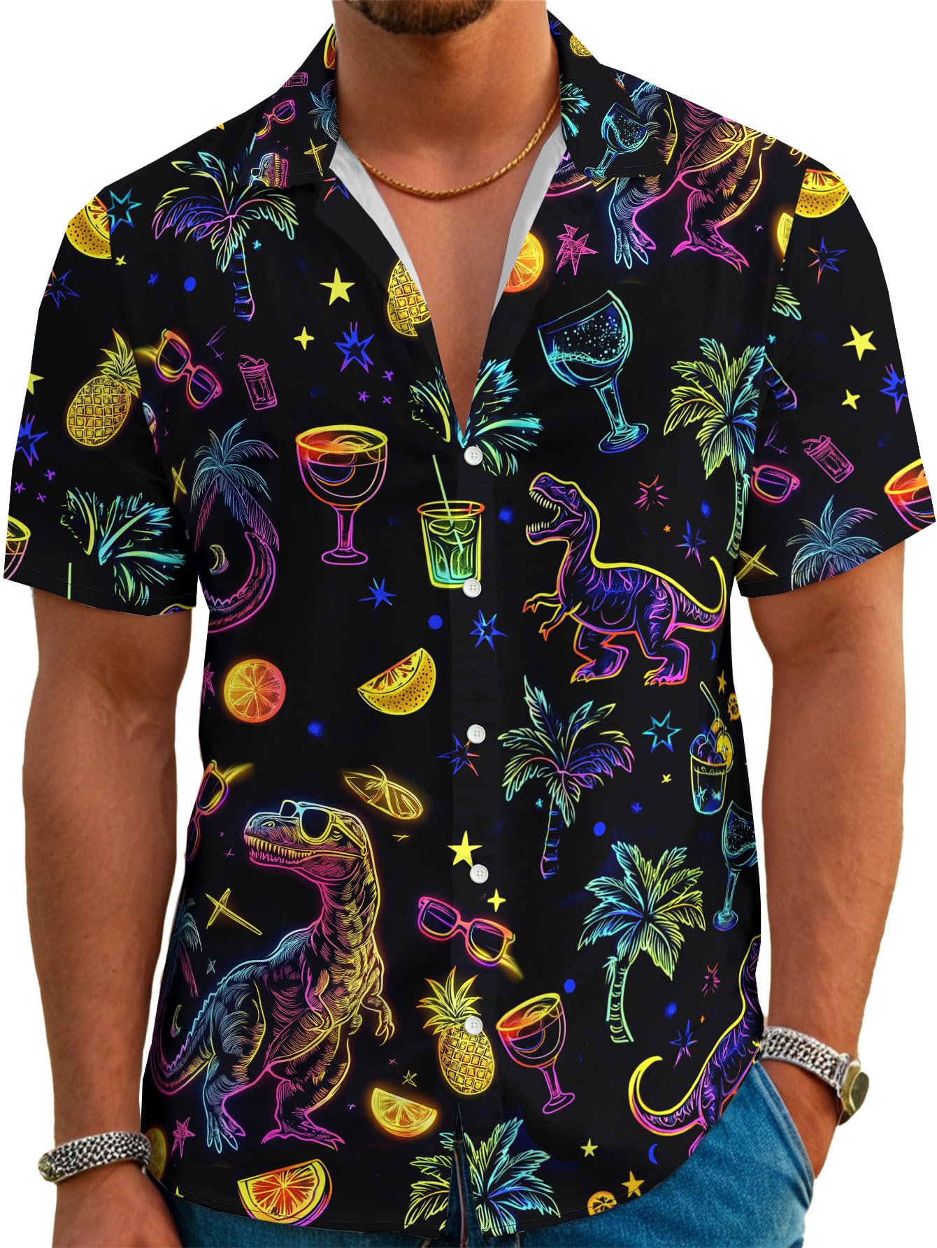 DFZFunny Hawaiian Shirts for Men Summer Beach Short Sleeve Button Down Shirt Theme Party Shirt