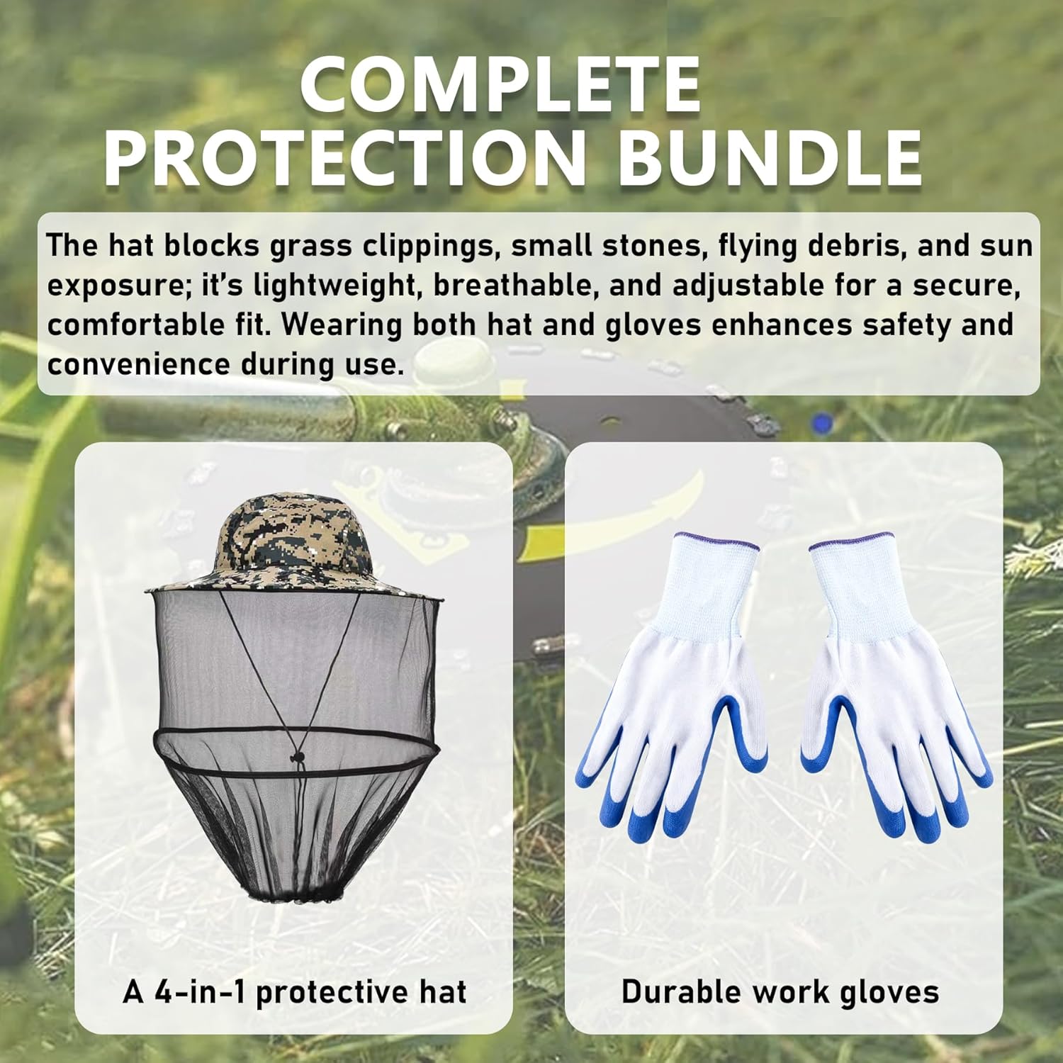 9" x 20T 2-Set Carbon Steel Round Chainsaw Tooth Brush Blades-Universal Adapter Kit with 3 Round Files&Hat&Gloves, Compatible with Brush Cutter, Trimmer, Weed Eater