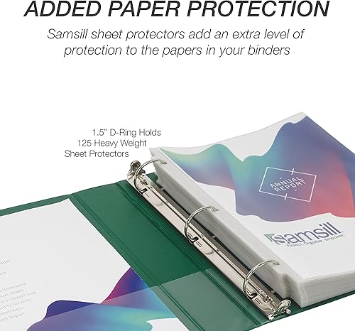Vista 252 de Samsill Carpeta duradera de 1.5 pulgadas, fabricada en los Estados Unidos, carpeta de anillos en D, carpeta transparente personalizable, surtido