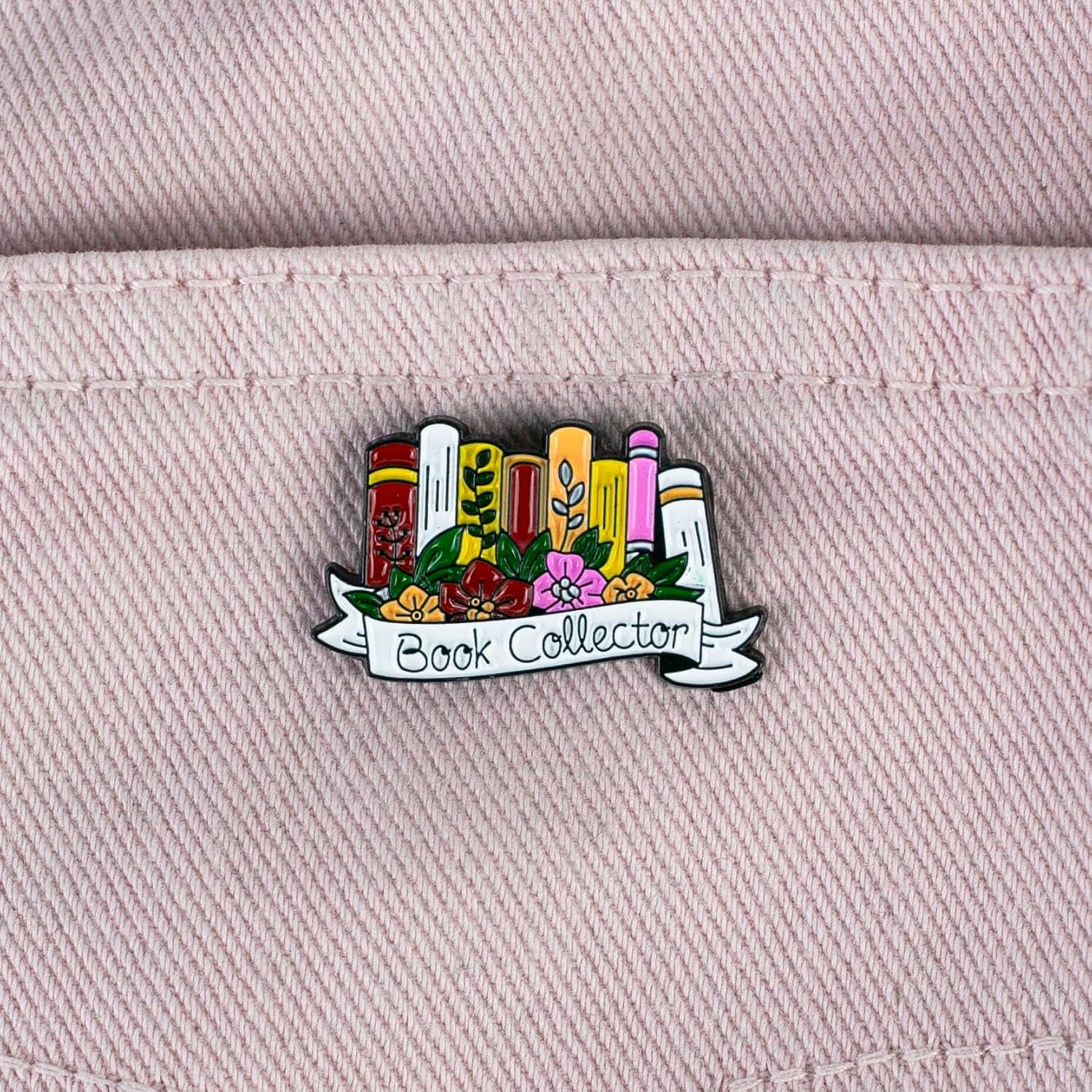 Book Collector Floral Bookish Books Lover Enamel Pin, Funny Book Addict Pin Brooch For Reader Bibliophile Librarian, Bookworm Brooch Badge, Vintage Reader Lapel Badges, Bookish Reading Jewelry Accessory, Reading Lover Gift image 2