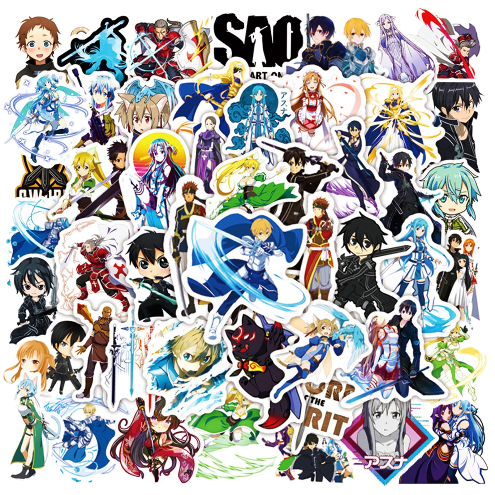 50pcs Sword Art Online Stickers|Vinyl Waterproof Stickers for Laptop,Car Bumper,Luggage,Skateboard,Water Bottles,Computer,Phone, Kids Teens Adults for Stickers (Sword Art Online)