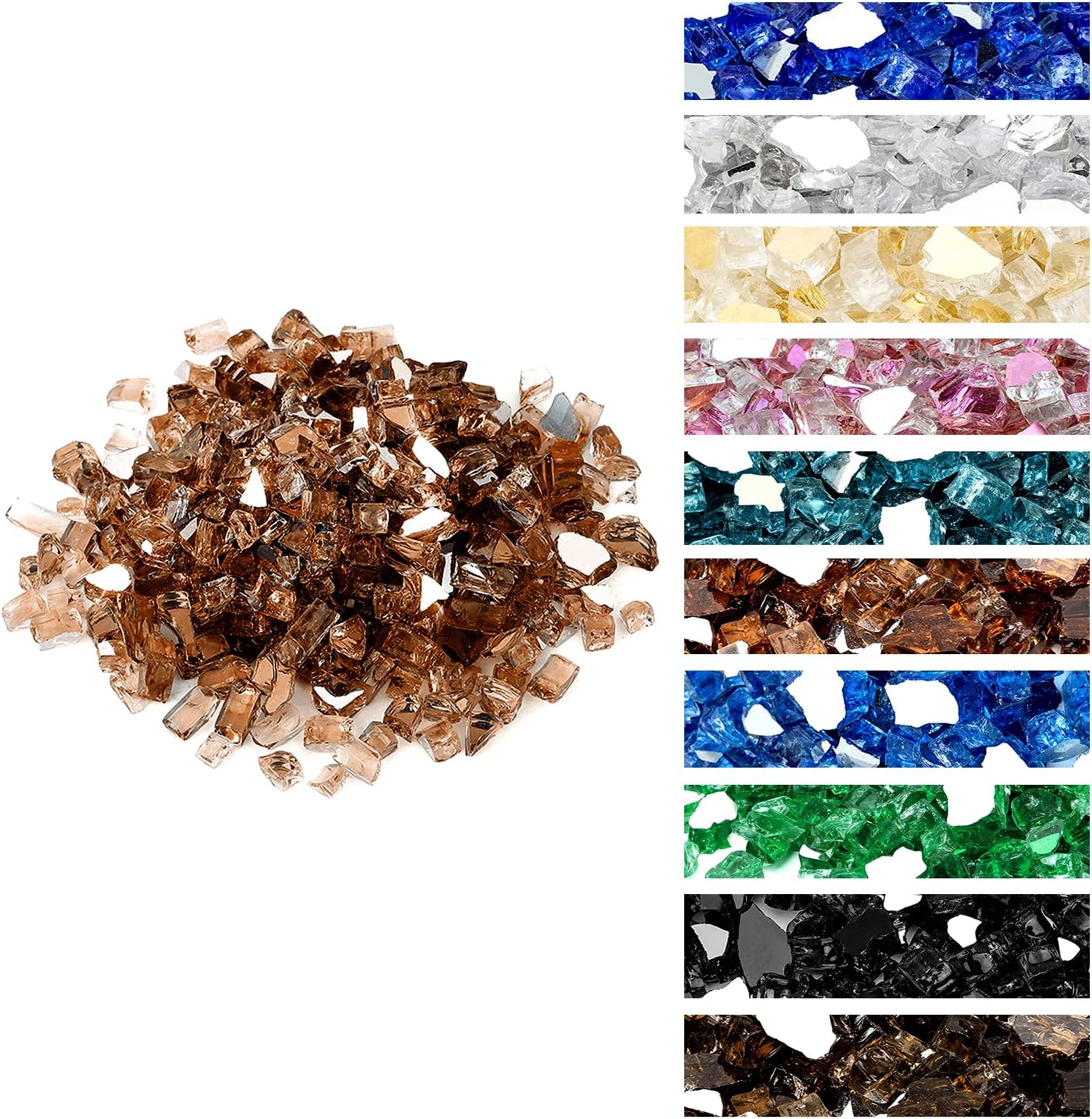 onlyfire Reflective Fire Glass for Natural or Propane Fire Pit, Fireplace, or Gas Log Sets, 10-Pound