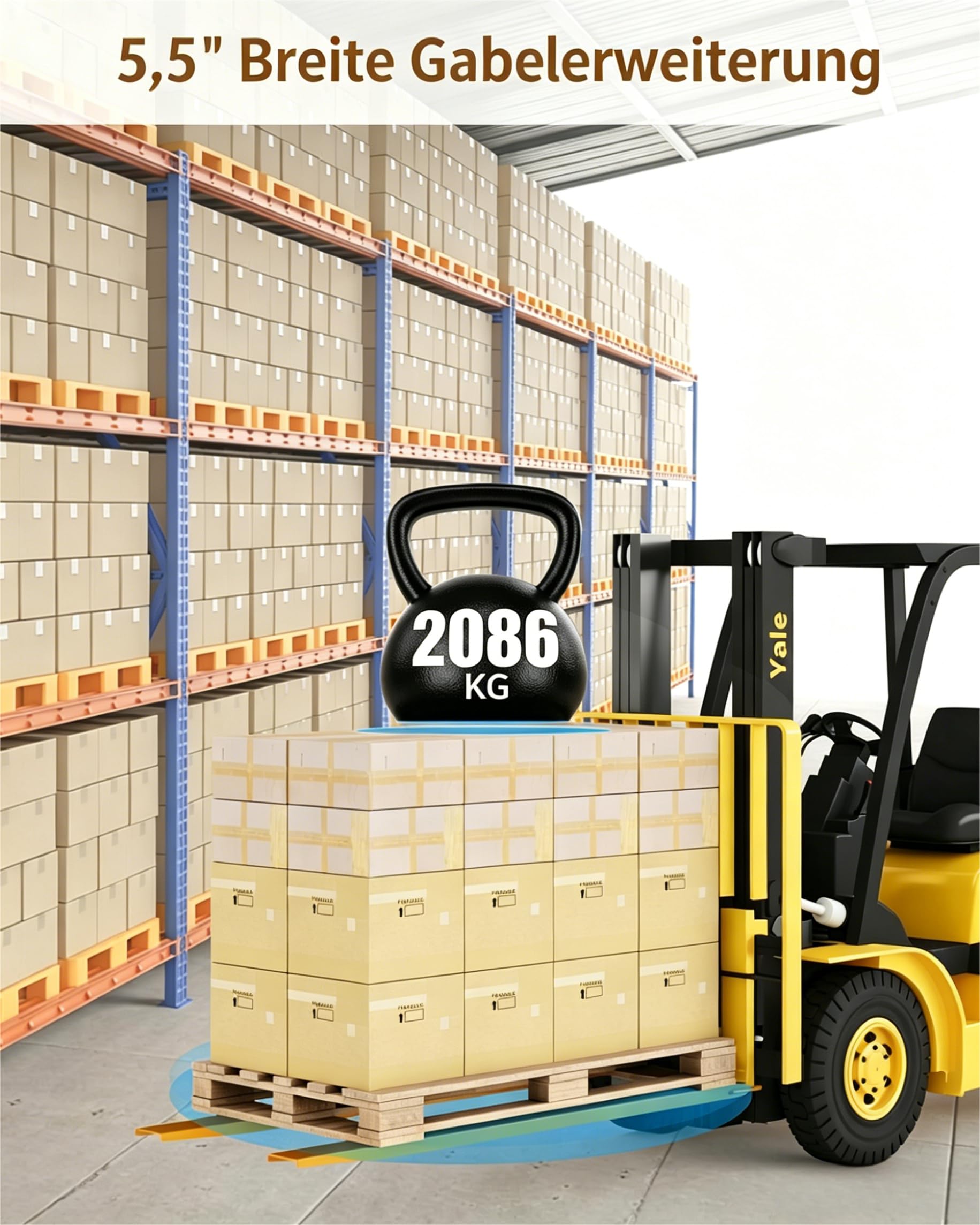 Garvee Forklift Extensions, 1 Paar schwere Stahl-Palettengabelverlängerungen für Gabelstapler, 213 cm Länge, 14 cm Breite, Gelb