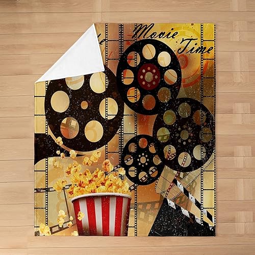 Miniatura 3 de Manta de felpa de cine vintage, para niñas y niños, diseño de póster de cine, manta de franela de forro polar de palomitas de maíz para todas las