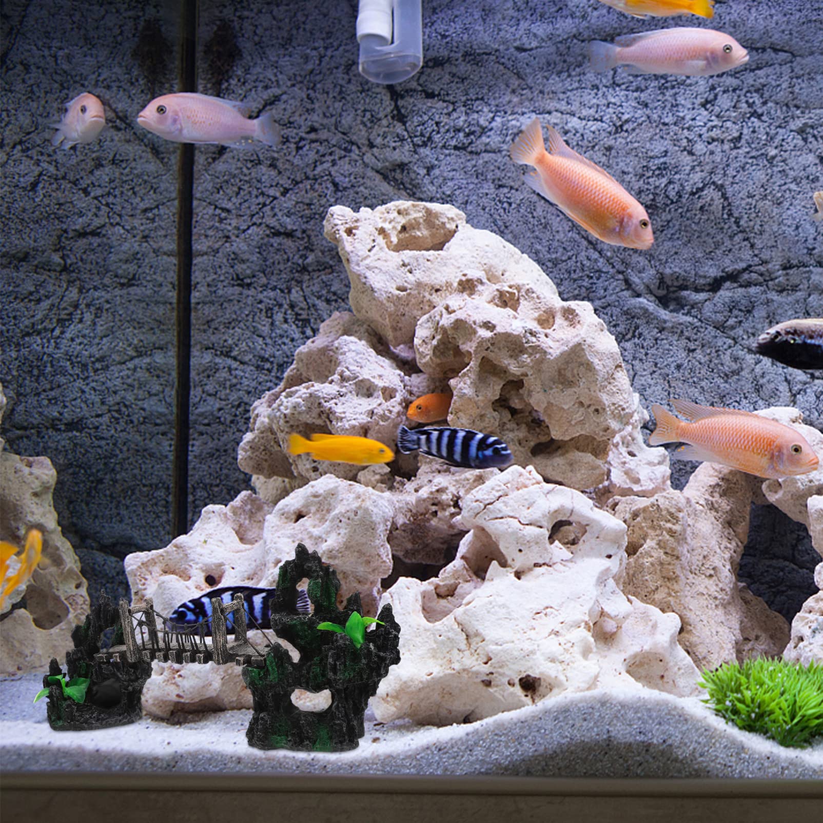 GALPADA Decorazione per Acquario Struttura in Resina Facile da Usare Design Creativo e Semplice, Giocattolo e Passerella di Riposo per Animali Acquatici in Contenitore o Tavolo