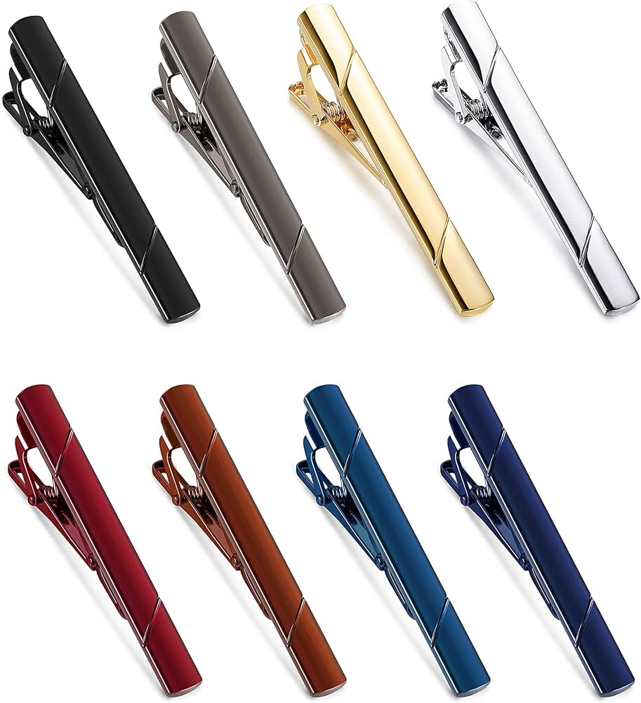 YADOCA 8 Pcs Tie Clips Set for Men Tie Bar Clip Set Wedding Business
