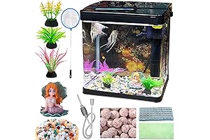 Glass Fish Tank 4.35 Gallon Aquarium Starter Kit