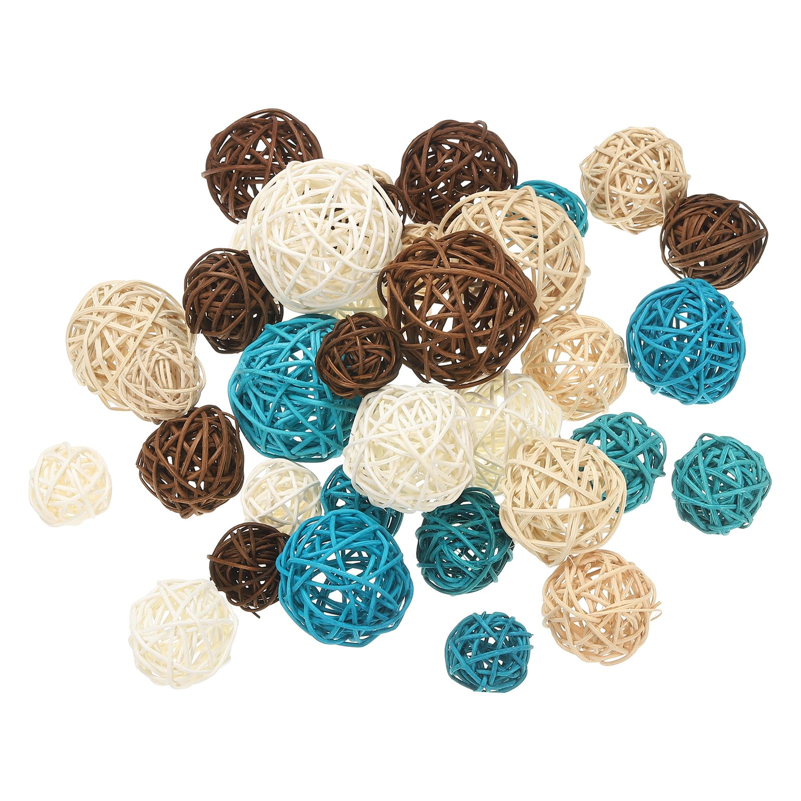 Boules en rotin tressé bleues et grises pour décoration de table et loisirs créatifs