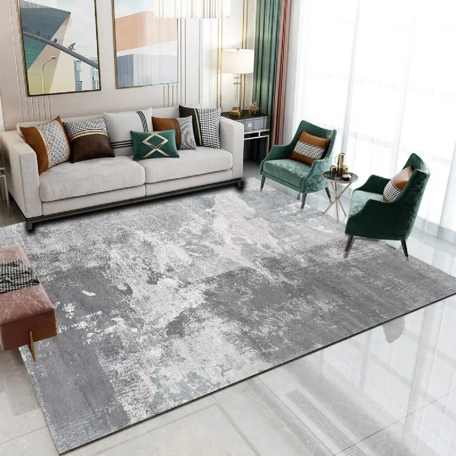 Tapis moderne en peluche courte flanelle douce 3 couches isolant et confortable