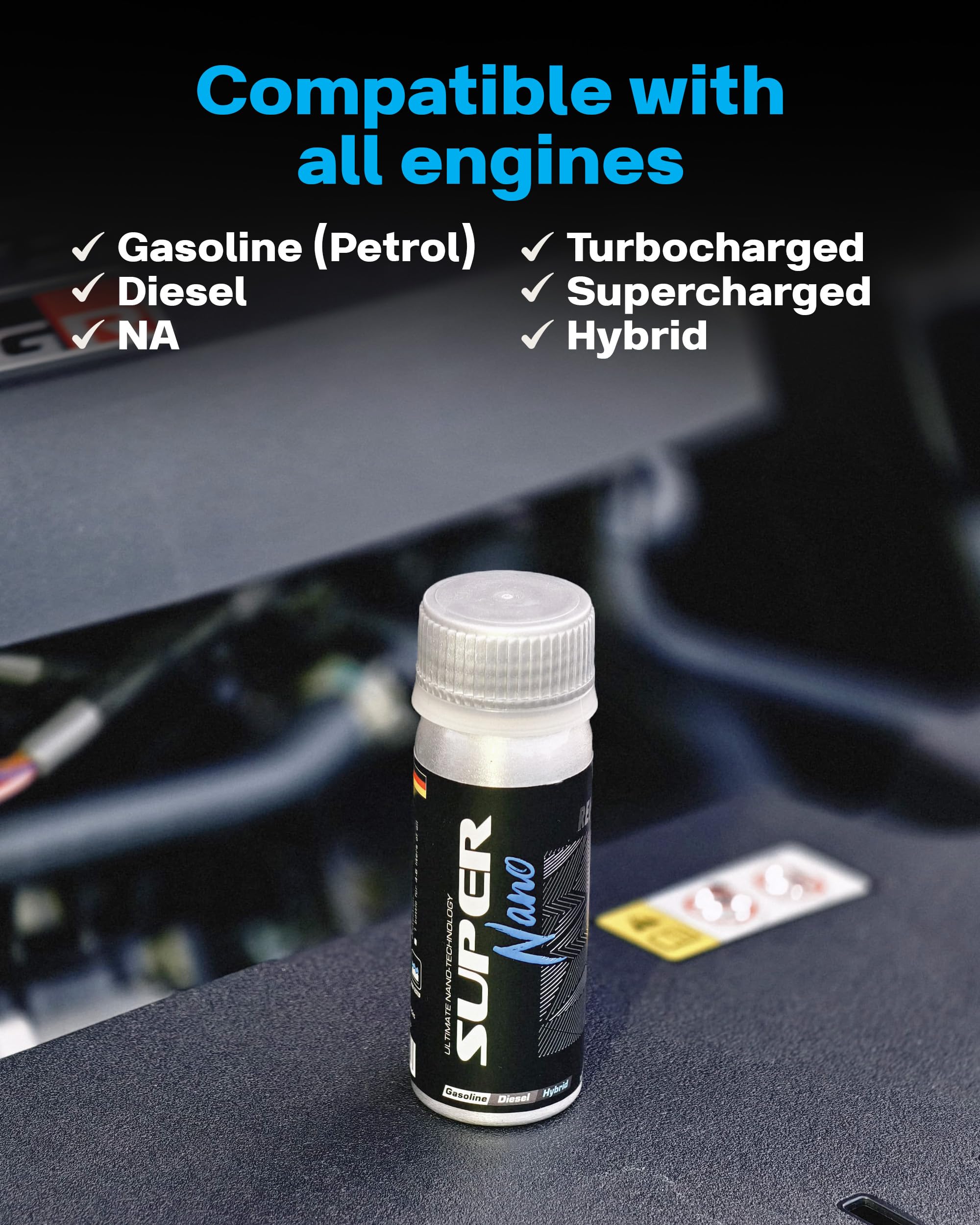 Aditivo de aceite para motor de automóvil, Remetalizador de motor SuperNano, aditivo de aceite con tecnología avanzada de nanopartículas para reparación de desgaste del motor, compatible con gas,