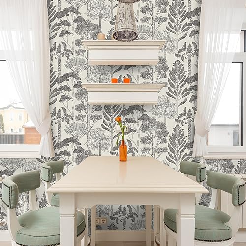 Miniatura 4 de Papel tapiz moderno de bosque para despegar y pegar papel de contacto de la selva para gabinetes papel tapiz autoadhesivo extraíble para baño