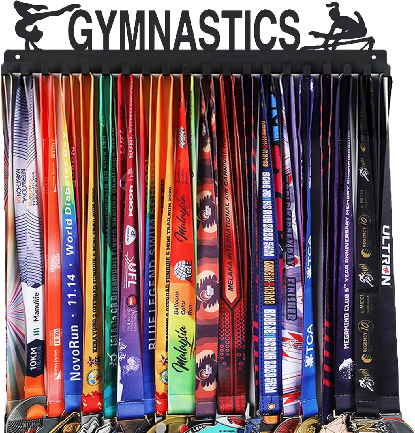 Goutoports Medal Holder Display Hanger - She Believed She Could She Did - Personalized Medal Wall Hanger for Sport Race Runner Sturdy Black Steel Metal Over 60 Medals Easy to Install