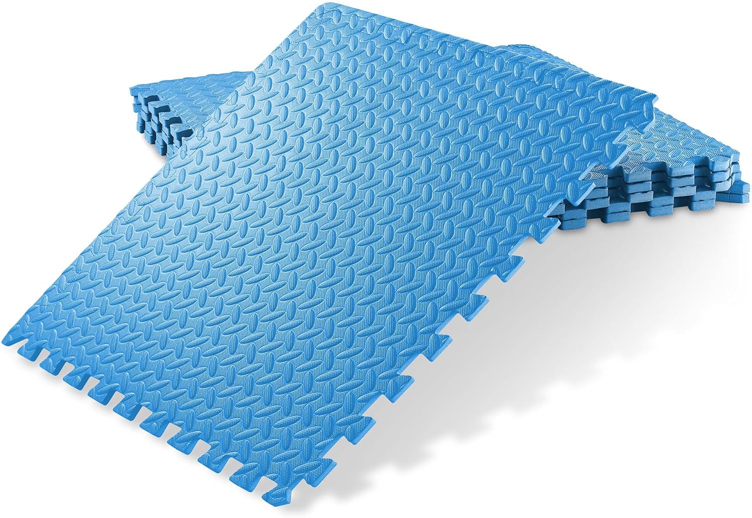 Philosophy Gym Pack of 6 Exercise Flooring Mats - 24 x 24 Inch Foam Rubber Interlocking Puzzle Floor Tiles - Blue 24 Sq Ft, 1/2" Thick - Blue