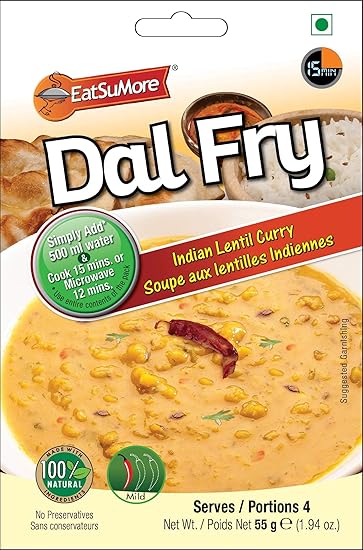 No Preservatives Indian Dal Fry, 5.82 Oz (Pack of 3), Easy to Cook, Vegan, Microwavable, Instant Mix, Ready to Cook, Cooks in 15 mins